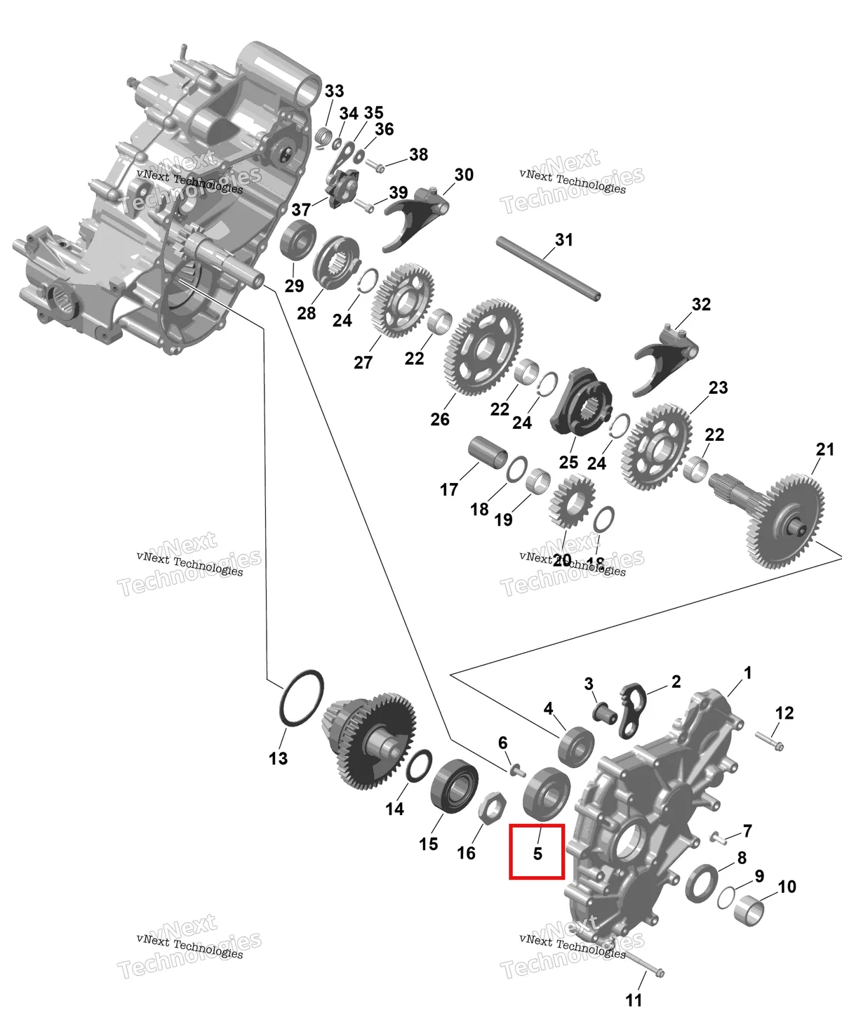 Деталь 420932823 на схеме узла 2026 Can-Am RENEGADE - 4X4 - XMR - 1000R EFI - 5UTA - Hyper Silver Rotax - Gearbox 2