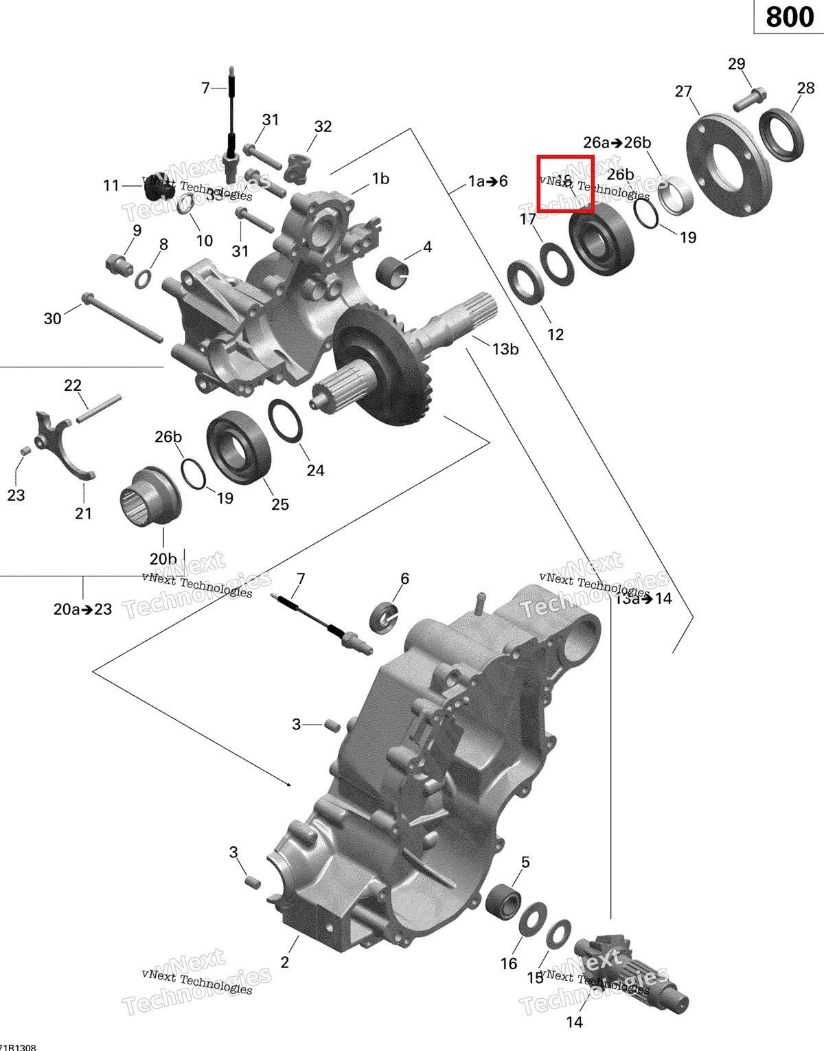 Деталь 420932824 на схеме узла 2013 Can-Am OUTLANDER 800R EFI, STD, DPS, XT & XT-P Gear Box Output Shaft