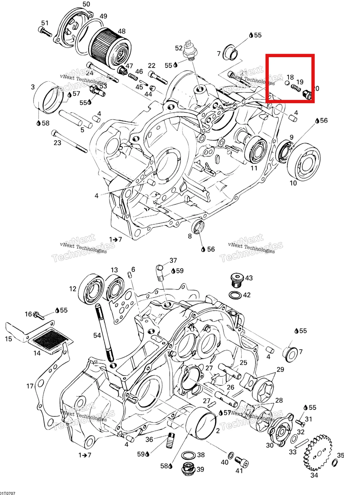 Деталь 420932830 на схеме узла 2007 Can-Am DS 650 X Crankcase