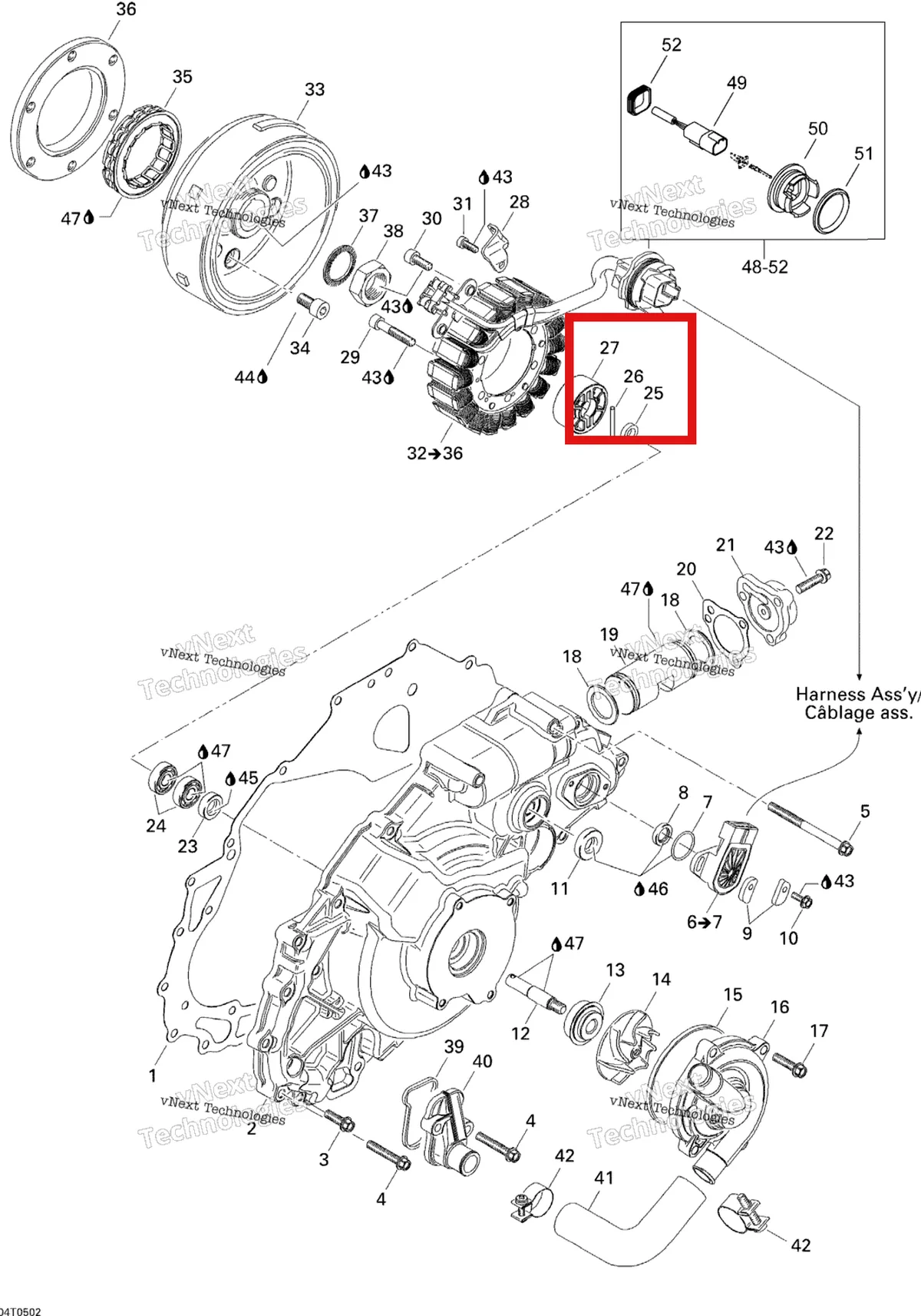 Деталь 420932885 на схеме узла 2005 Can-Am Traxter 5 Speed Ignition, Magneto And Water Pump