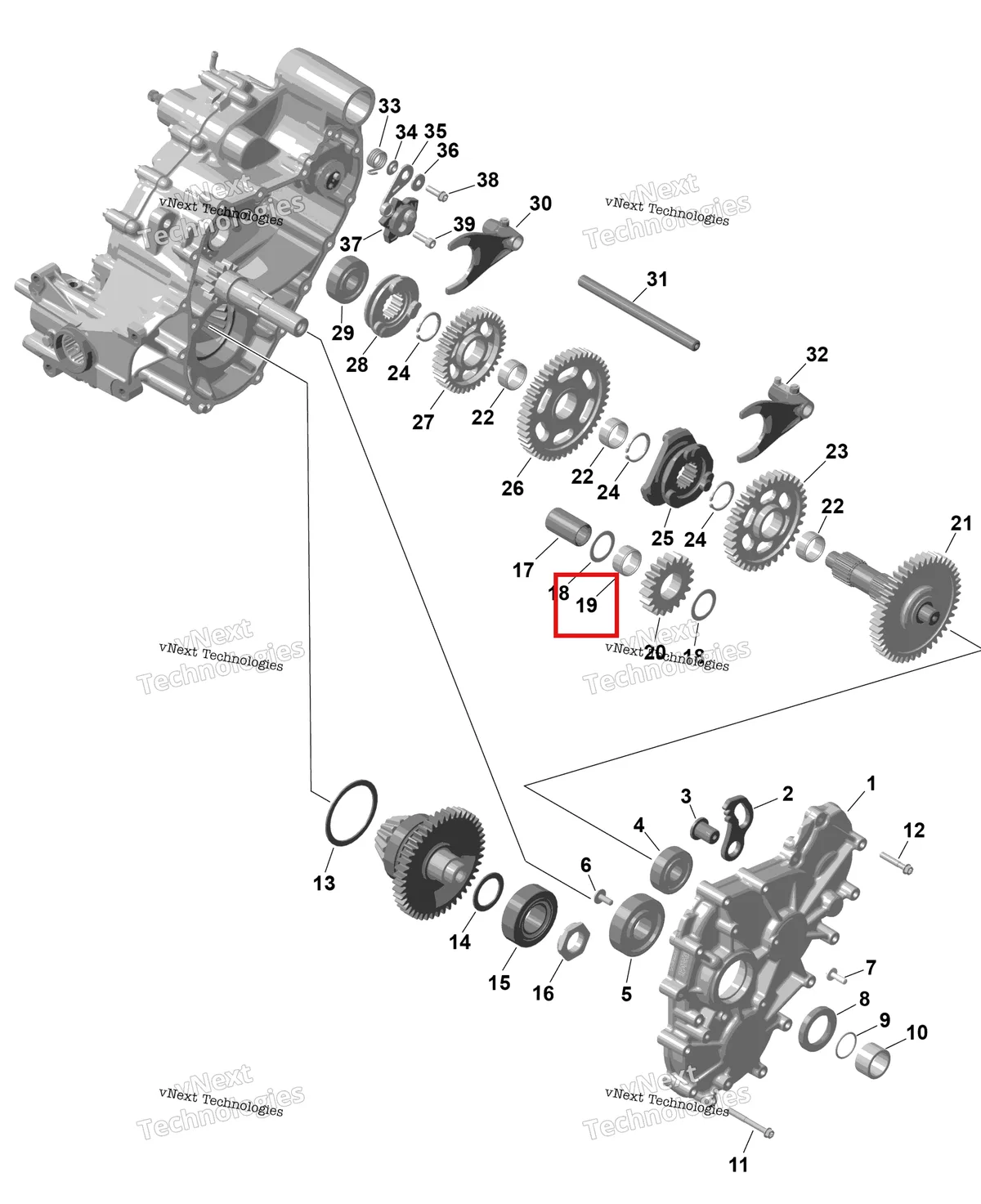 Деталь 420932930 на схеме узла 2026 Can-Am RENEGADE - 4X4 - XMR - 1000R EFI - 5UTA - Hyper Silver Rotax - Gearbox 2