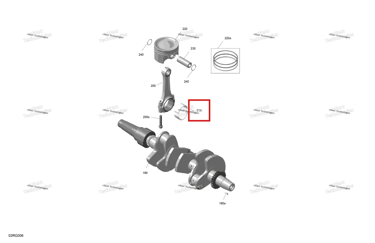 Деталь 420933195 на схеме узла 2027 Ski-Doo RENEGADE - X-RS - 900 ACE TURBO R - DAVP - Circuit Yellow - 15X137X1.5IR Track Rotax - Crankshaft And Pistons