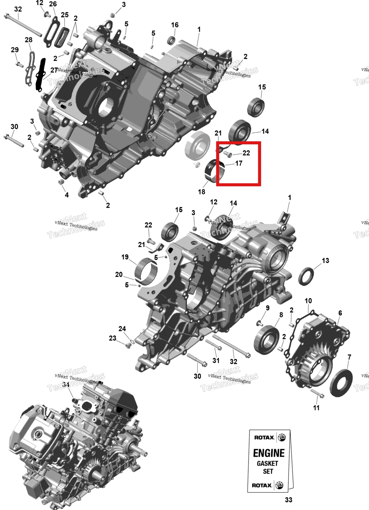 Деталь 420933494 (Подшипник втулка Can-Am Outlander 4x4 XT 1000R (2025) (420933494)) на схеме узла 2026 Can-Am OUTLANDER - 4X4 - XT - 1000R - 4FTB - CALI - Platinum Silver Satin Rotax - Crankcase