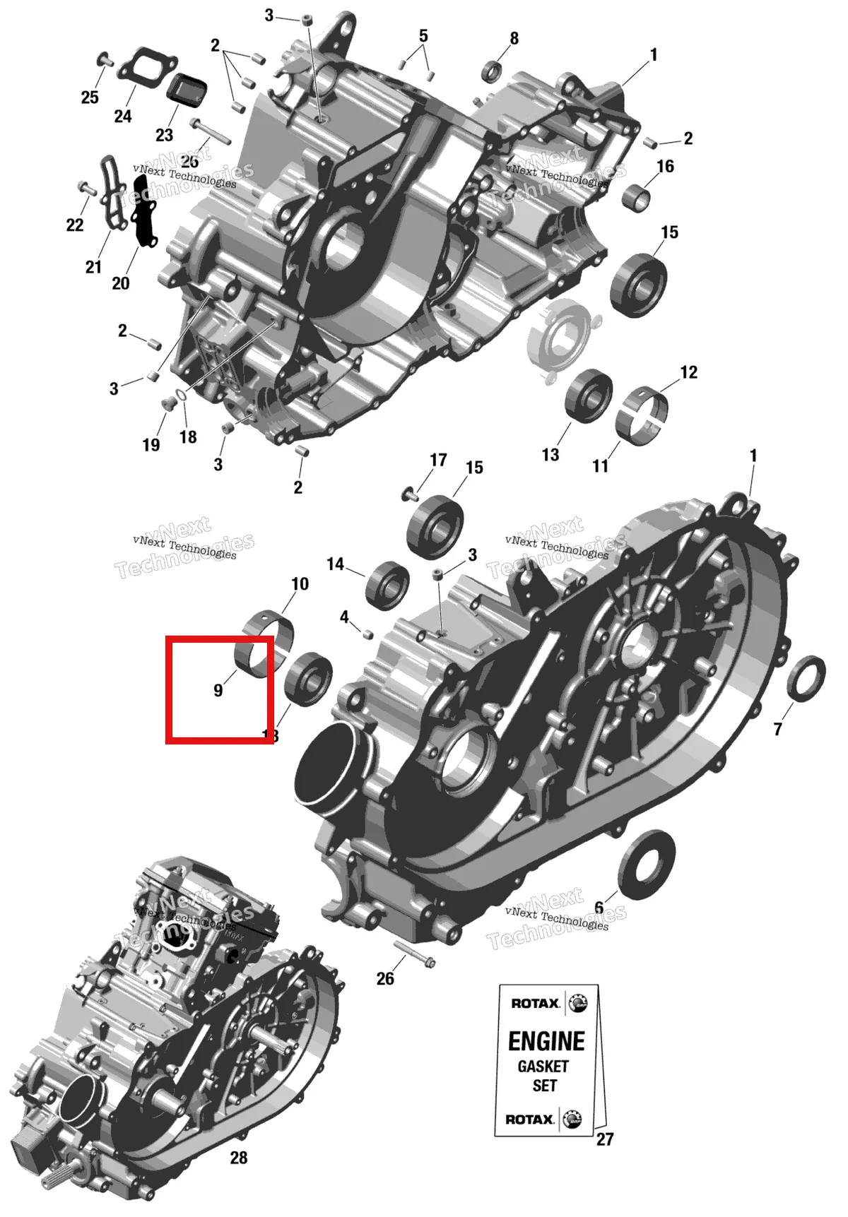 Деталь 420933498 на схеме узла 2024 Can-Am Outlander PRO HD5 4X4 - 1NRB - Hunting Edition - Wildland Camo Rotax - Crankcase