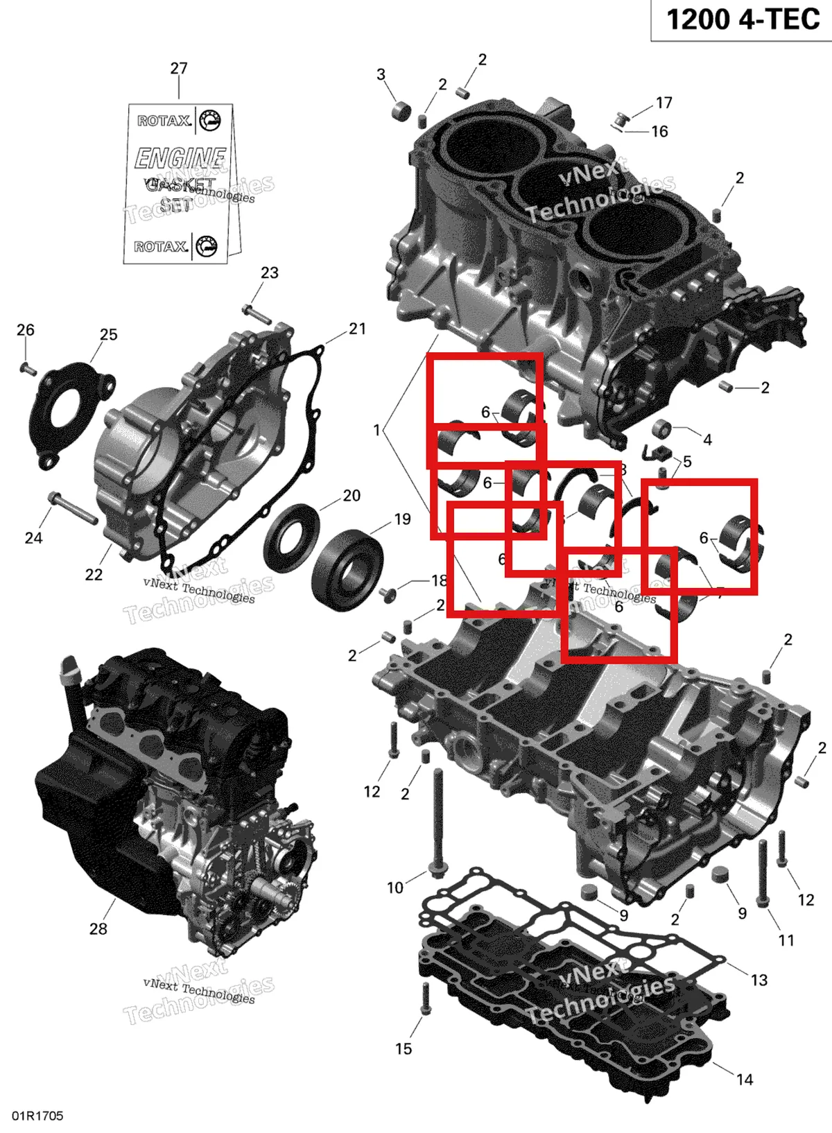 Деталь 420933852 (Вкладыш) на схеме узла 2019 Ski-Doo EXPEDITION LE-SE 1200 4-TEC Crankcase - 1200 Itc 4-Tec