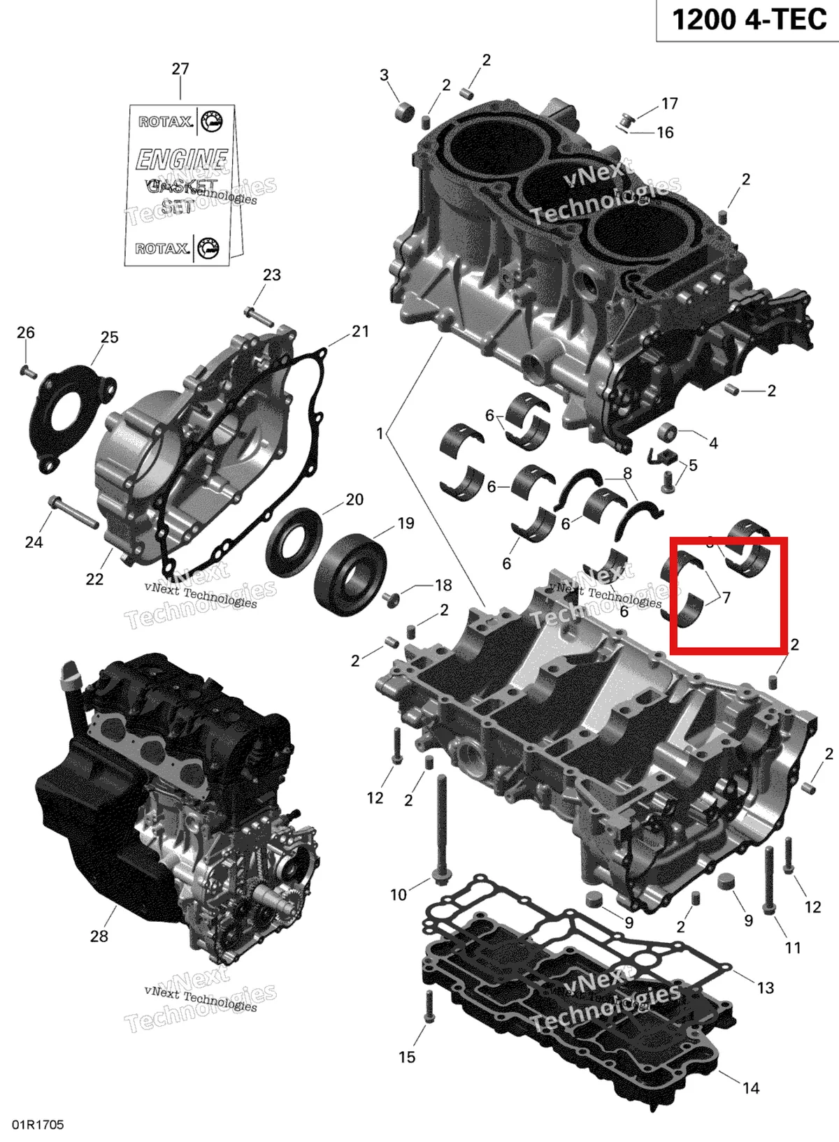 Деталь 420933862 (Вкладыш) на схеме узла 2019 Ski-Doo EXPEDITION LE-SE 1200 4-TEC Crankcase - 1200 Itc 4-Tec