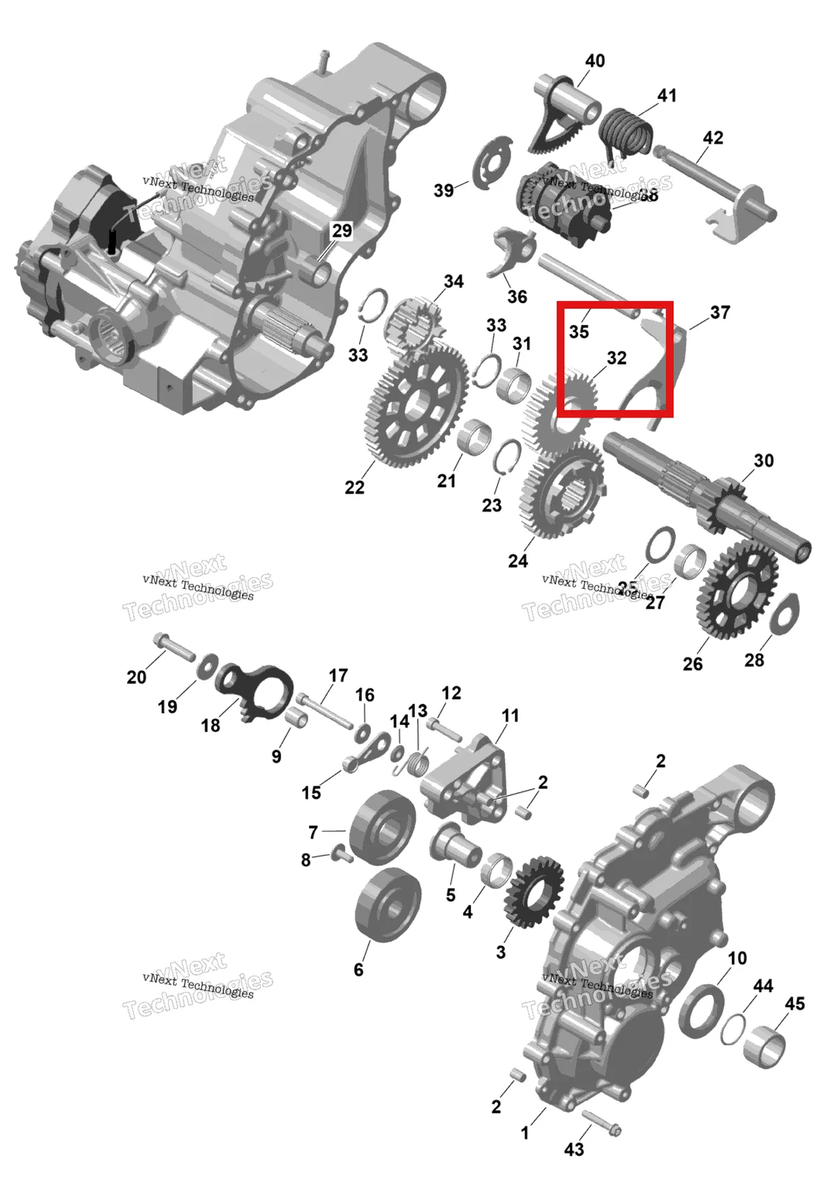 Деталь 420934102 на схеме узла 2026 Can-Am RENEGADE - 4X4 - XMR - 650 EFI - 5TTA - Catalyst Gray Rotax - Gearbox 2