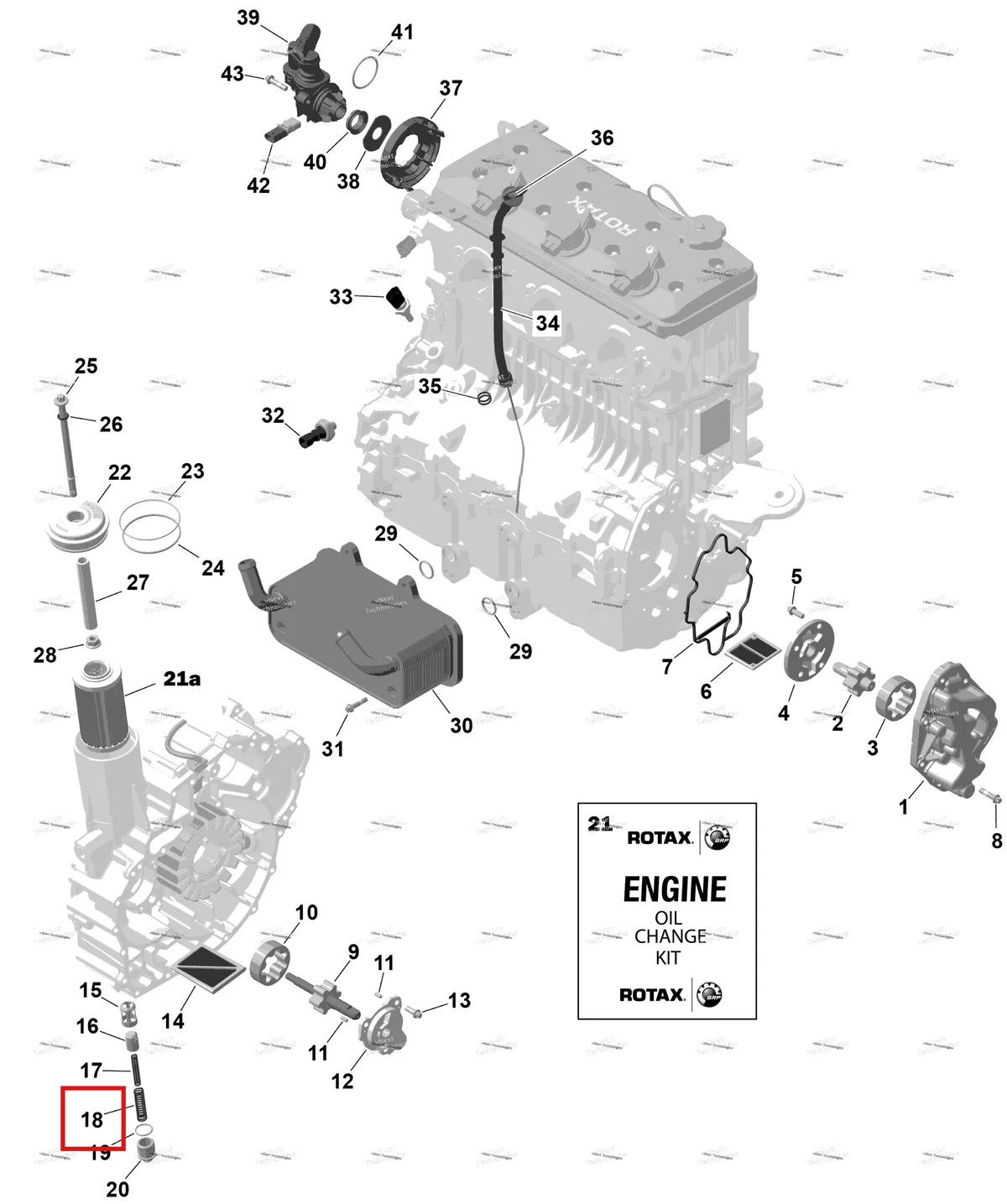 Деталь 420939211 на схеме узла 2026 Sea-Doo GTX - 300 - STD - 15TA - Blue Abyss - Audio Rotax - Engine Lubrication