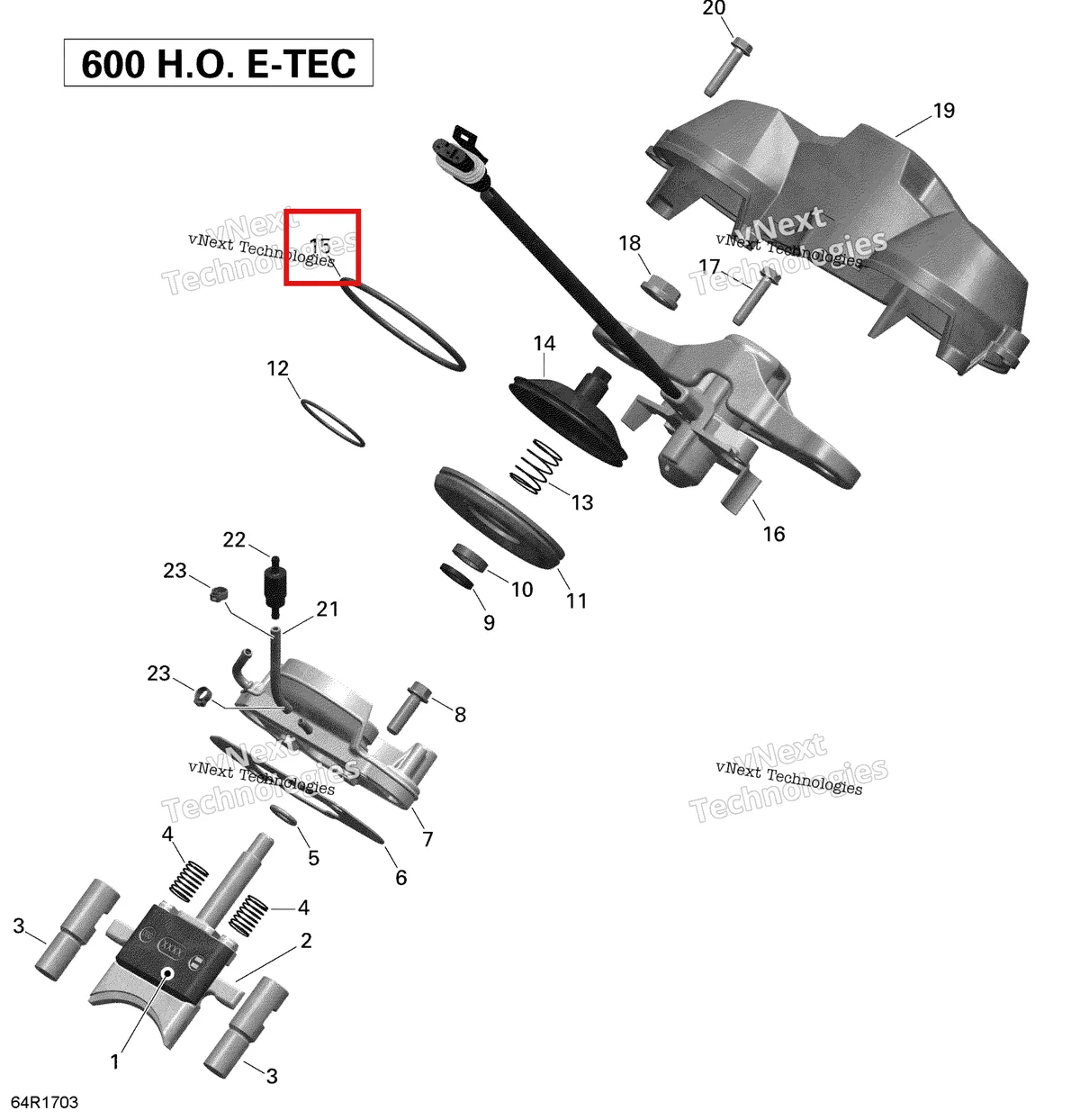 Деталь 420939285 (Шланг) на схеме узла 2020 Ski-Doo SKANDIC WT 600HO E-TEC Engine - 3D Rave - 600Ho E-Tec