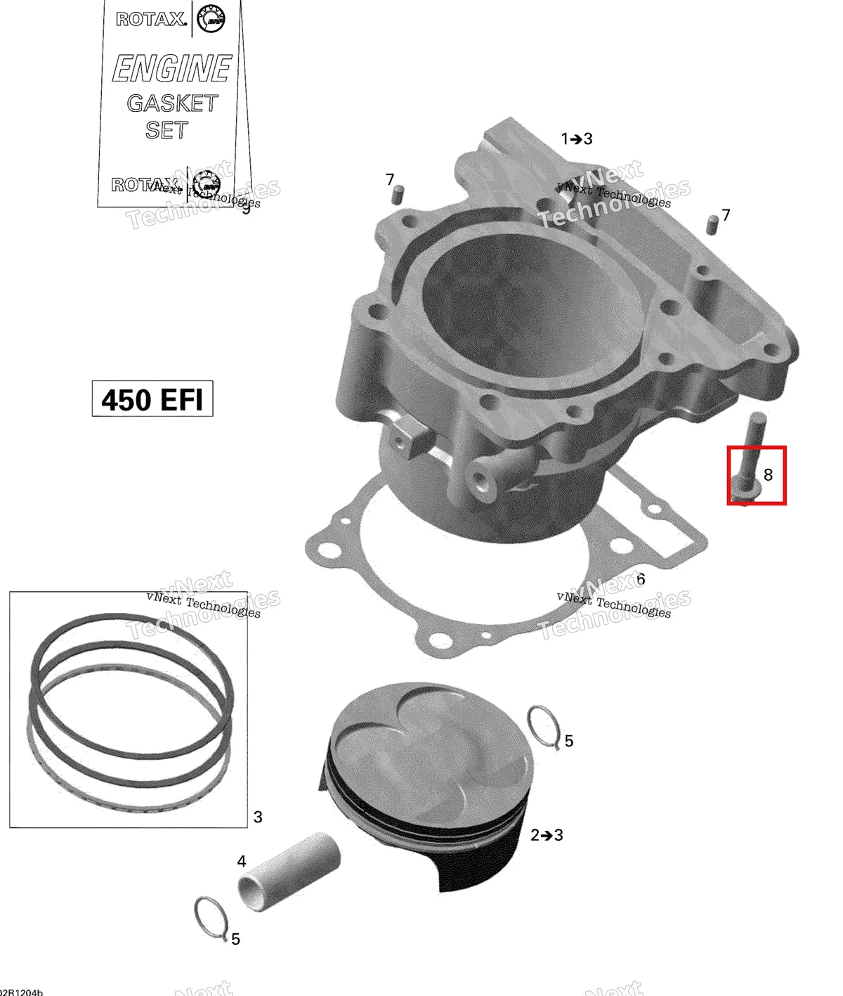 Деталь 420940637 на схеме узла 2015 Can-Am DS 450EFI STD Cylinder And Piston