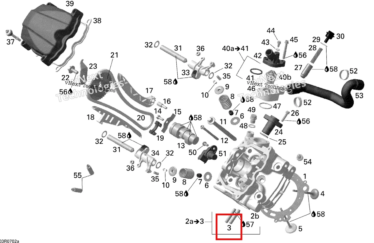 Деталь 420941013 (Шпилька M8 × 26 Can-Am Outlander 650 XT (2008) (420941013)) на схеме узла 2008 Can-Am Outlander 500 STD Cylinder Head, Front