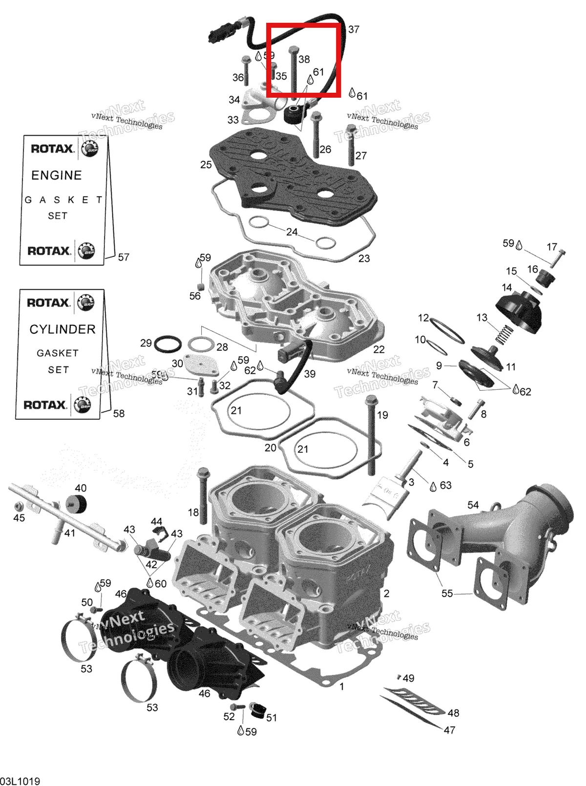 Деталь 420941221 (Деталь Screw M8 X 80) на схеме узла 2010 Ski-Doo Expedition TUV SE 600HO SDI XU Cylinder And Cylinder Head