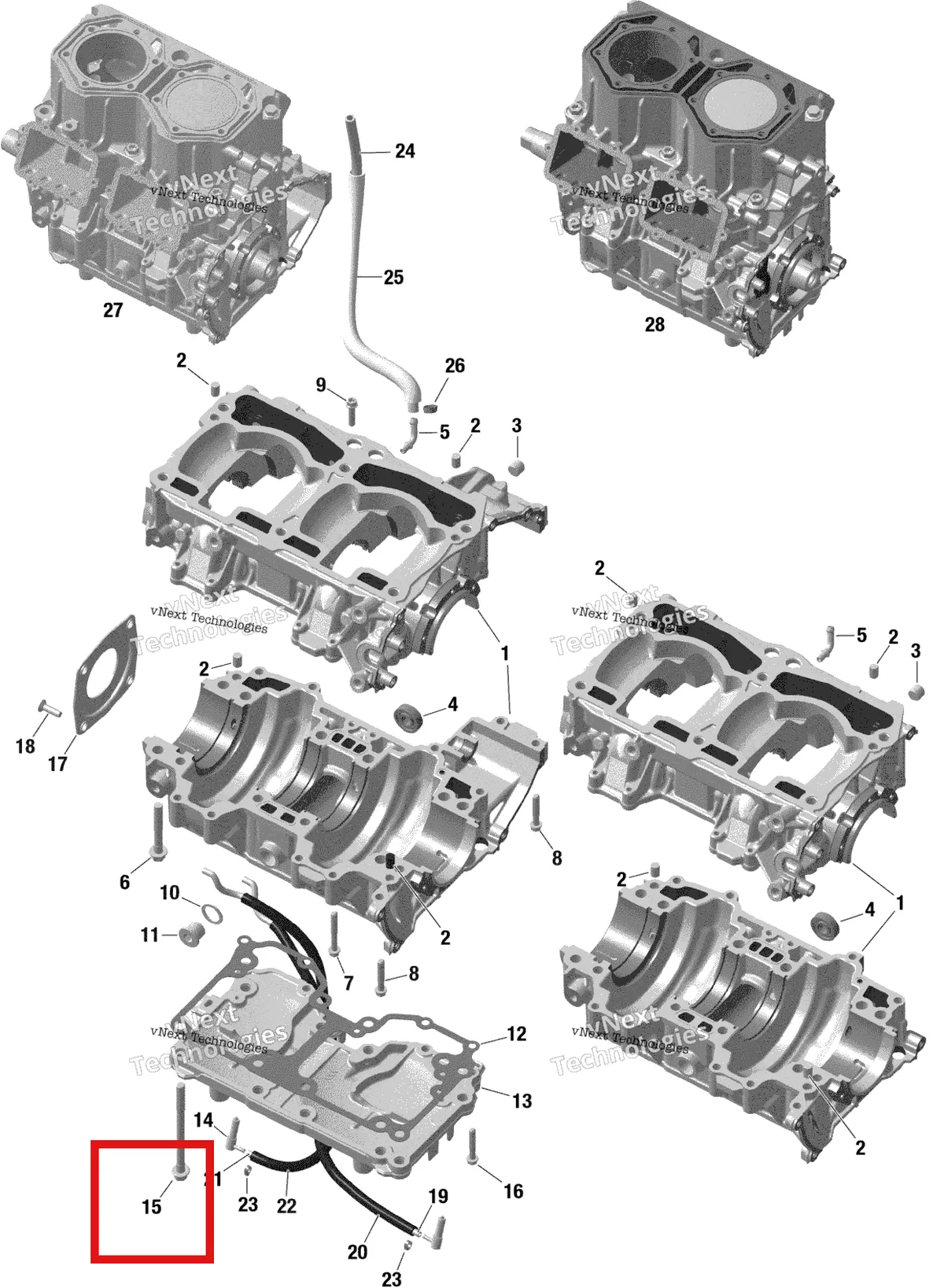 Деталь 420941517 (Деталь Screw M6x105) на схеме узла 2020 Ski-Doo SUMMIT 850 E-TEC Turbo Engine - Crankcase - 849