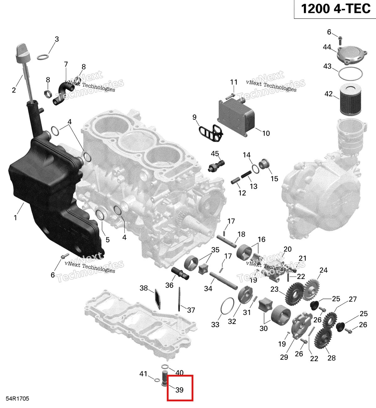 Деталь 420941841 (Резьбовая Пробка М14 Х 1,5.) на схеме узла 2019 Ski-Doo EXPEDITION LE-SE 1200 4-TEC Engine Lubrication - 1200Itc 4-Tec