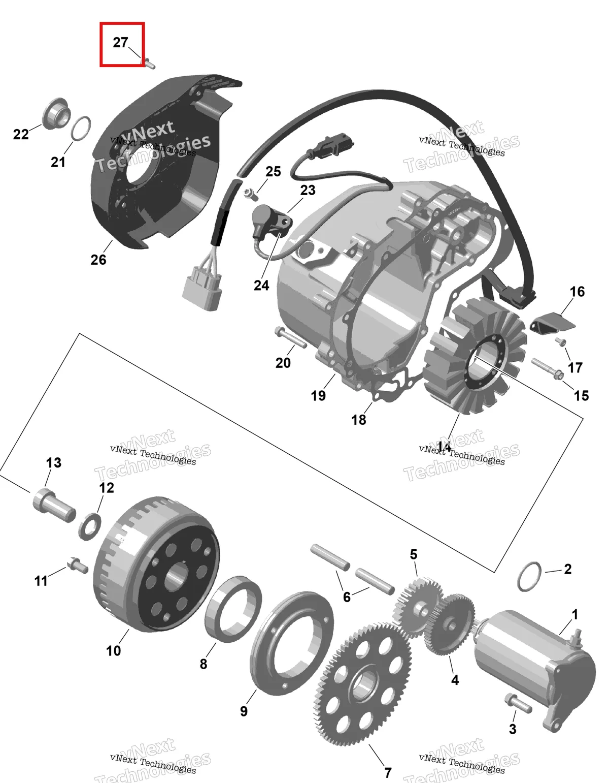 Деталь 420941936 на схеме узла 2026 Can-Am RENEGADE - 4X4 - XMR - 1000R EFI - 5UTA - Hyper Silver Rotax - Magneto And Electric Starter