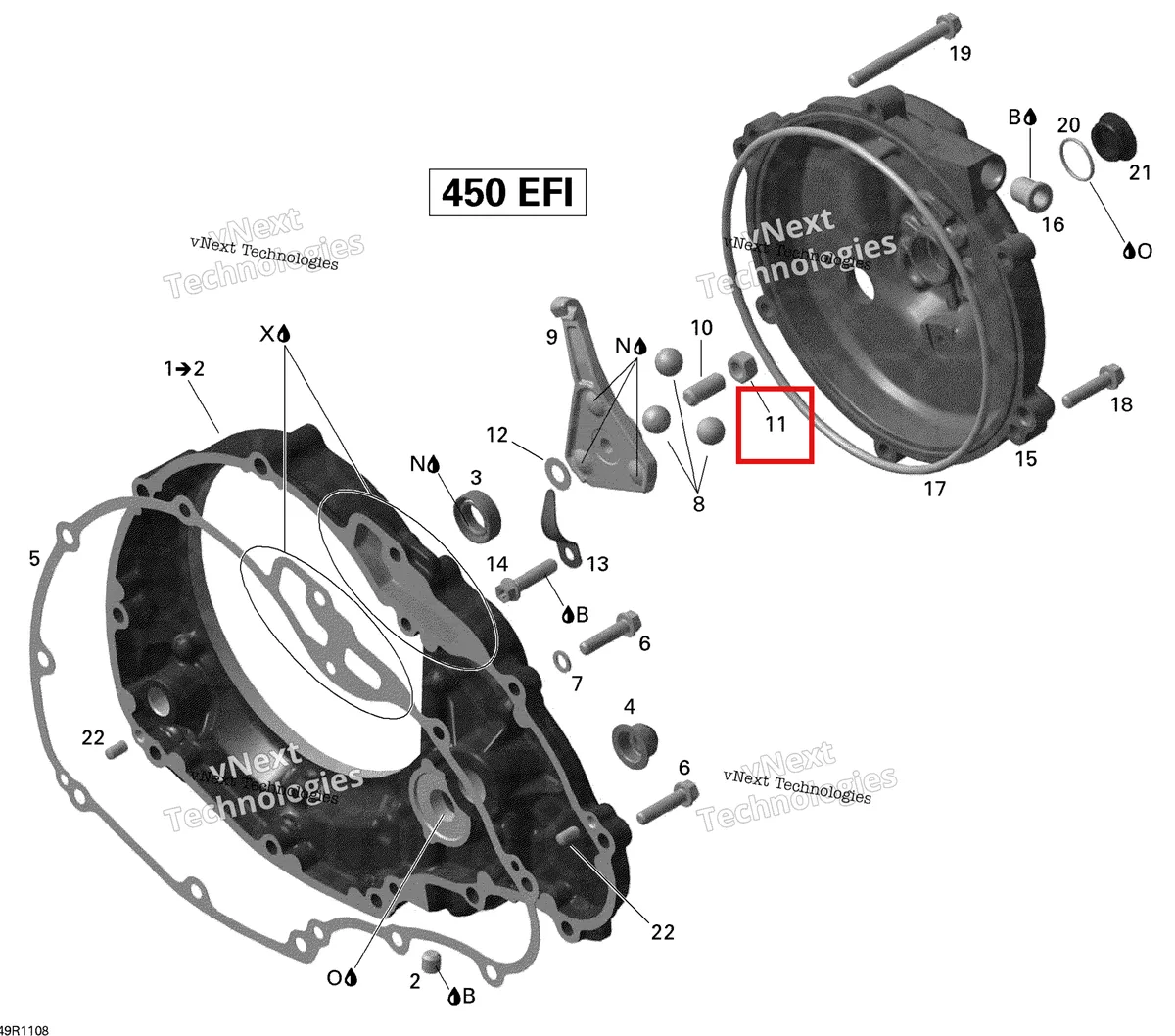 Деталь 420942671 на схеме узла 2011 Can-Am DS 450 EFI Clutch Cover