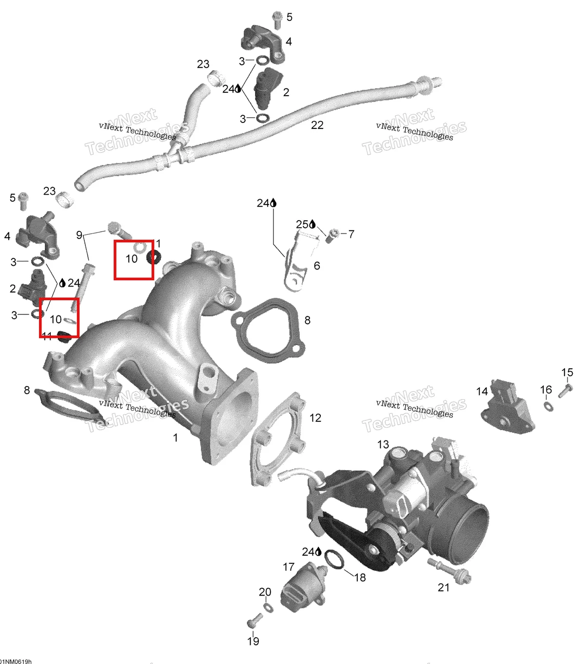 Деталь 420944038 (Шайба) на схеме узла 2006 Ski-Doo Expedition V-1000 Throttle Body