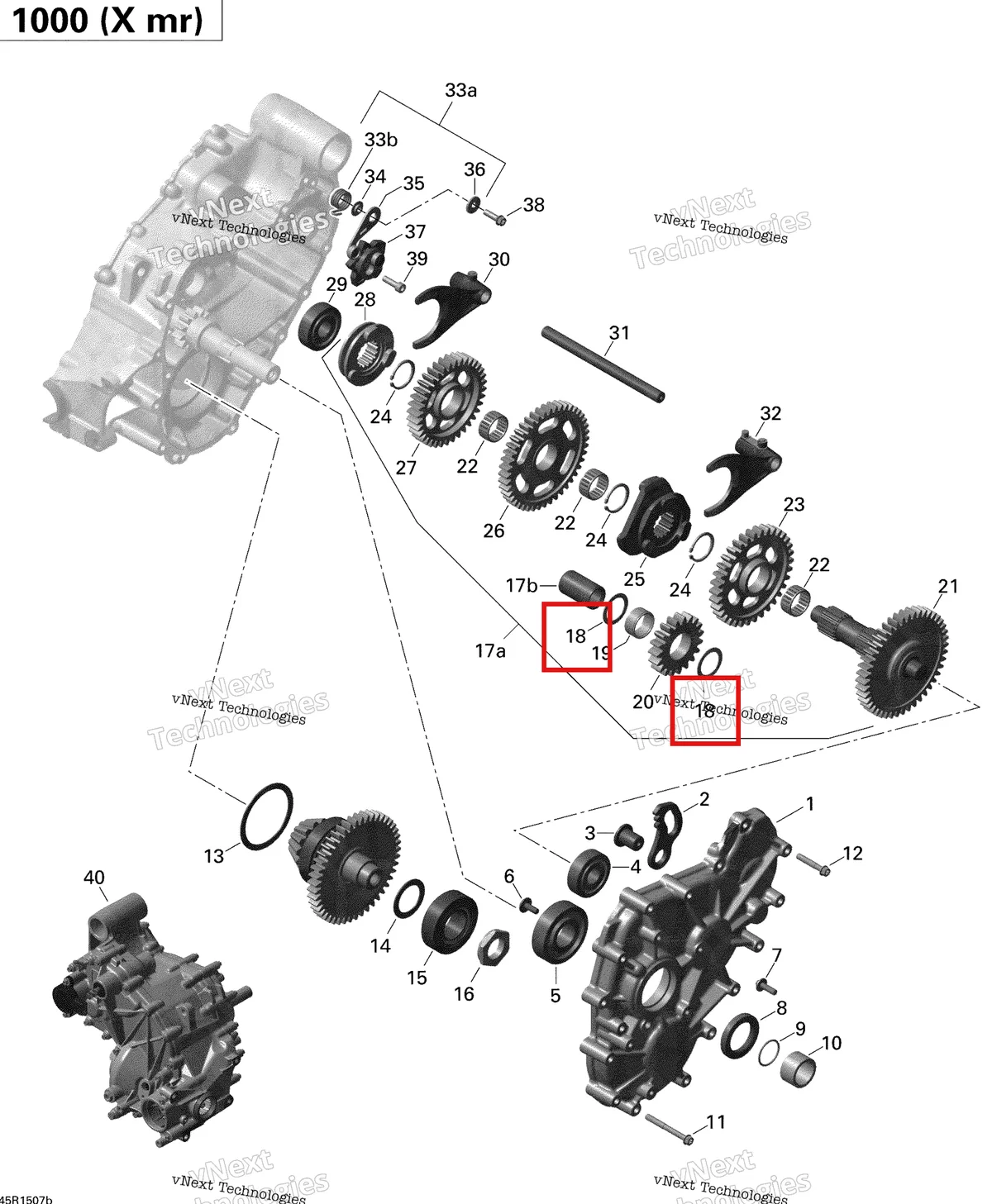 Деталь 420944476 на схеме узла 2015 Can-Am OUTLANDER 1000 EFI XMR Gear Box 2