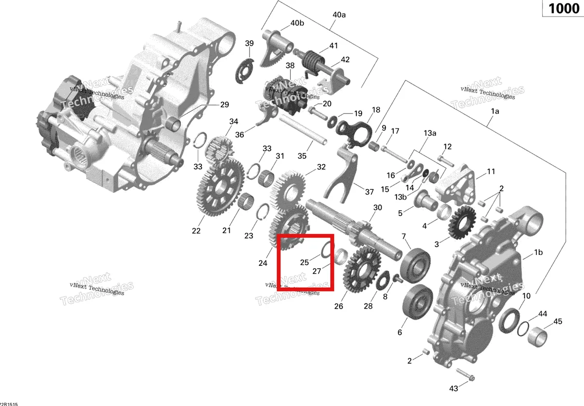 Деталь 420944479 (Упорный шайба Can-Am Outlander MAX 800 XT (2008) (420944479)) на схеме узла 2015 Can-Am OUTLANDER MAX 1000 EFI LTD Gear Box And Components_Except T3 Package