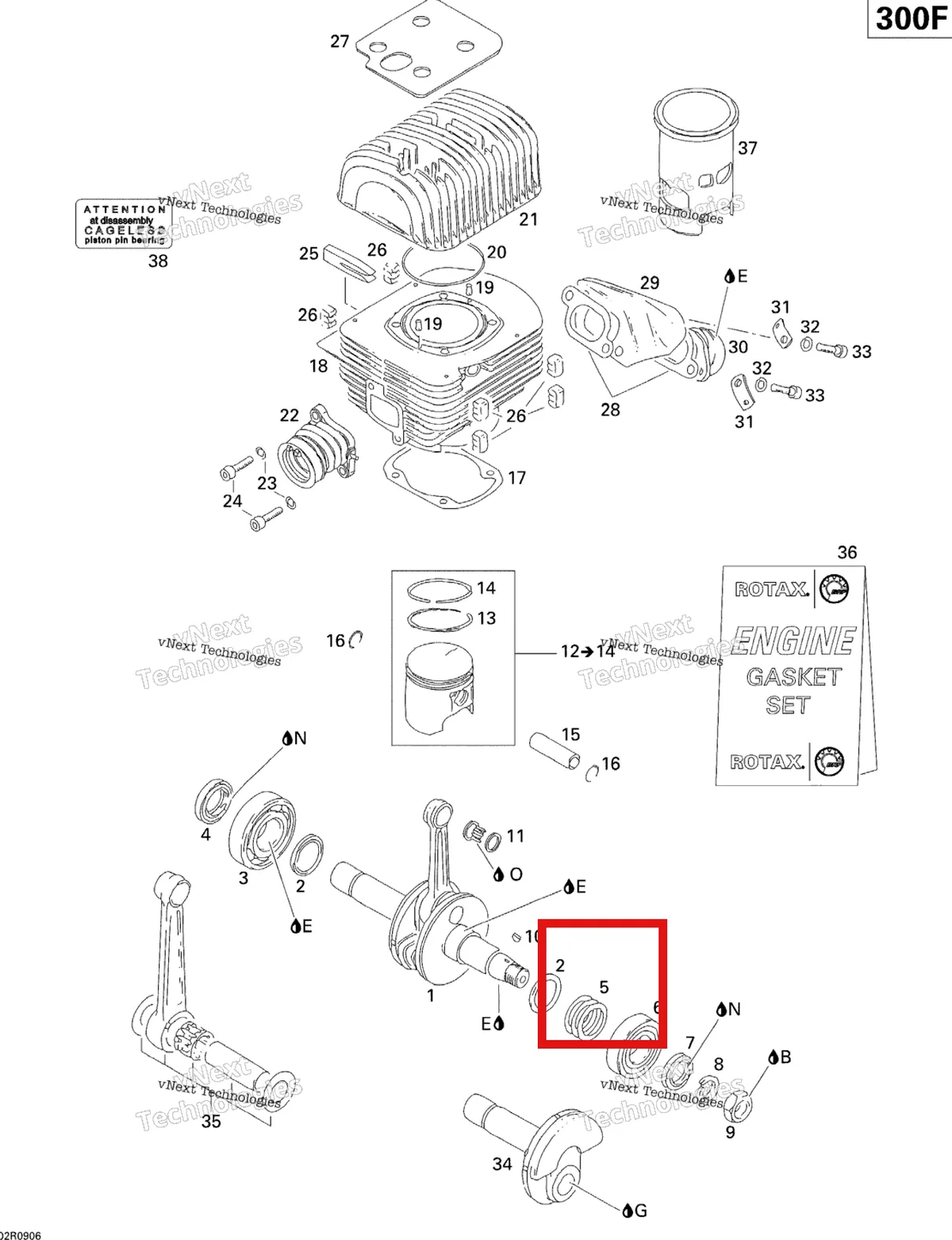 Деталь 420944582 (Деталь Shim 0.3) на схеме узла 2009 Ski-Doo Skandic Tundra Crankshaft, Piston And Cylinder