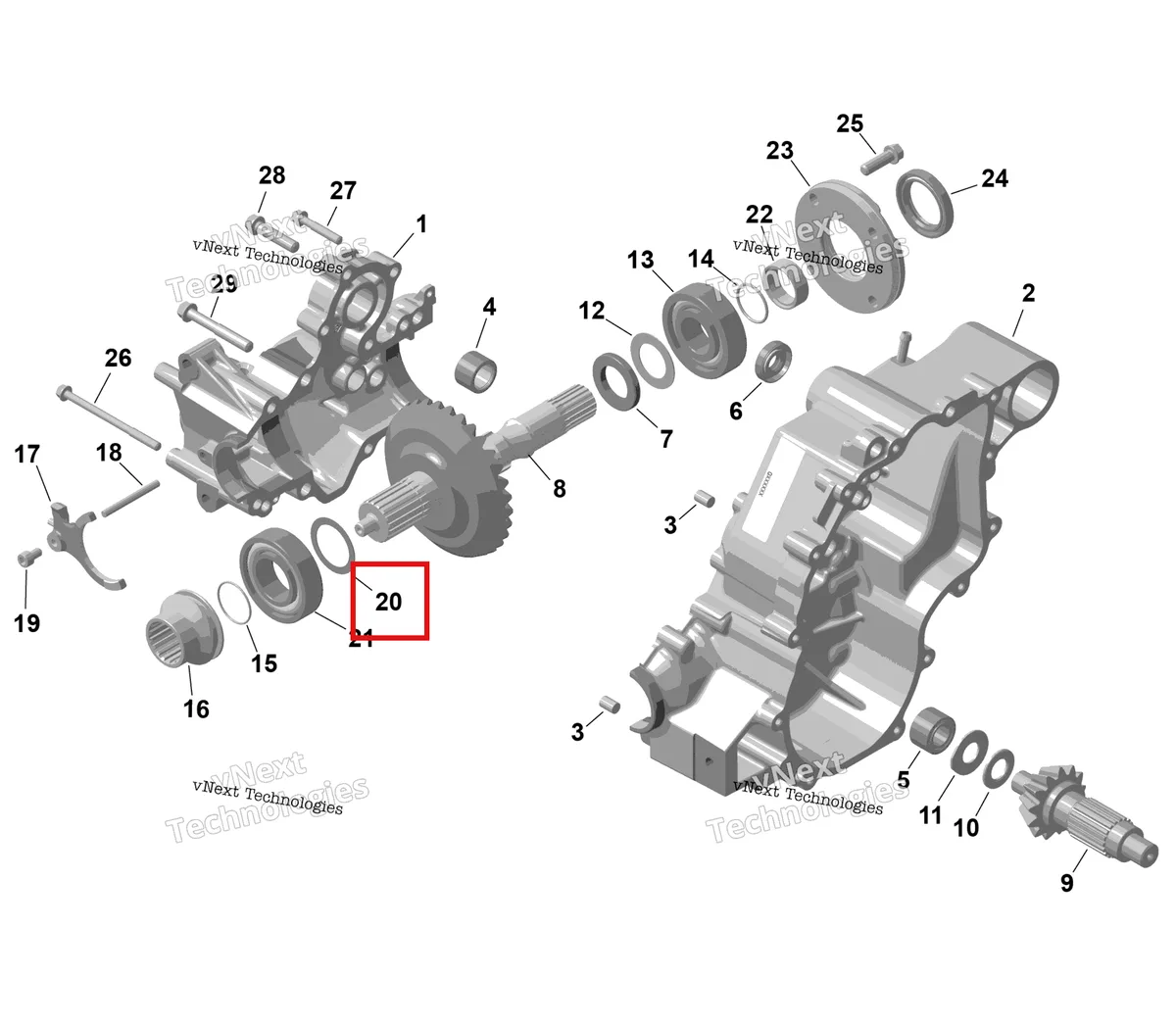 Деталь 420944584 (Деталь Shim 0.5) на схеме узла 2026 Can-Am RENEGADE - 4X4 - XMR - 650 EFI - 5TTA - Catalyst Gray Rotax - Gearbox 1