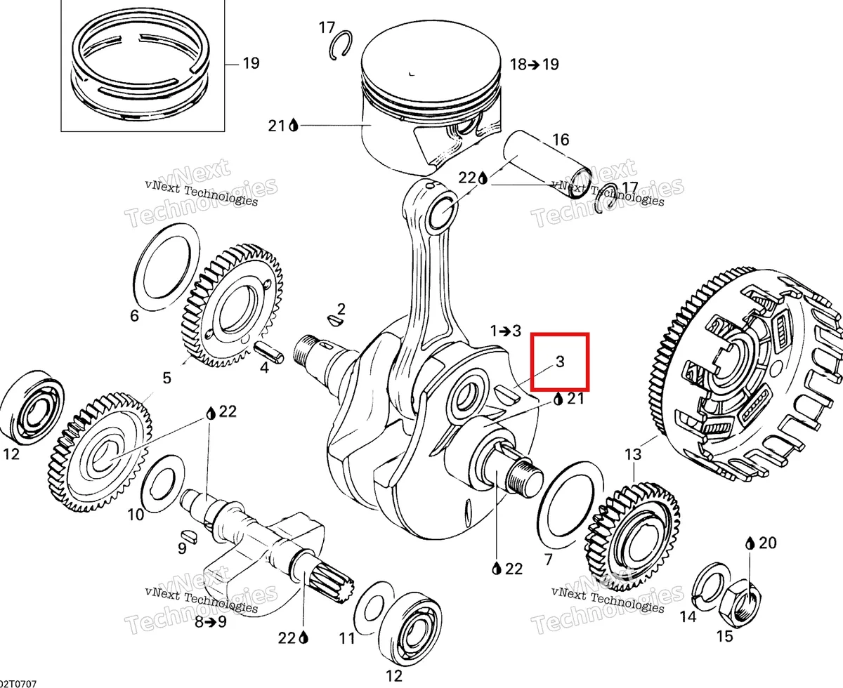 Деталь 420946015 на схеме узла 2007 Can-Am DS 650 X Crankshaft And Pistons