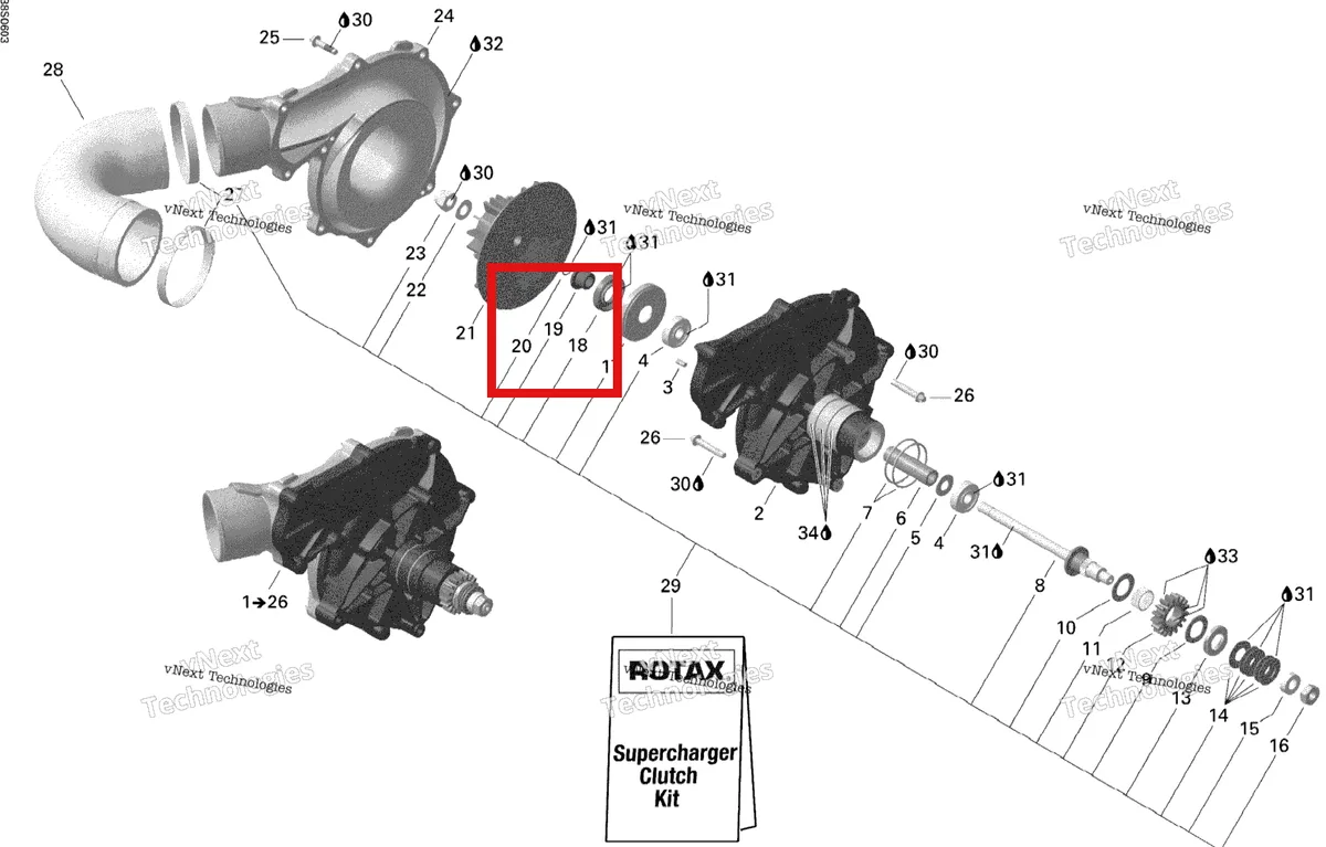 Деталь 420947010 на схеме узла 2006 Sea-Doo GTX 4-TEC SC Supercharger