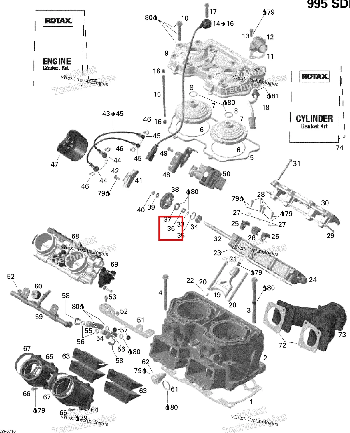 Деталь 420947360 на схеме узла 2007 Ski-Doo MACH Z Adrenaline Cylinder And Cylinder Head, Mach, Mxz, Hm Eur
