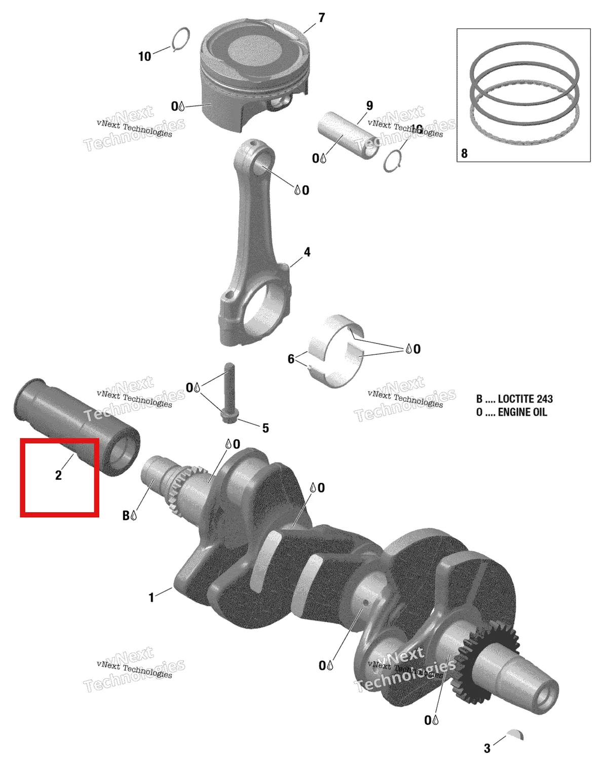 Деталь 420947573 на схеме узла 2021 Sea-Doo SPARK 900 ACE Rotax - Crankshaft And Pistons - 903 / Built Up To Nov 5 2020
