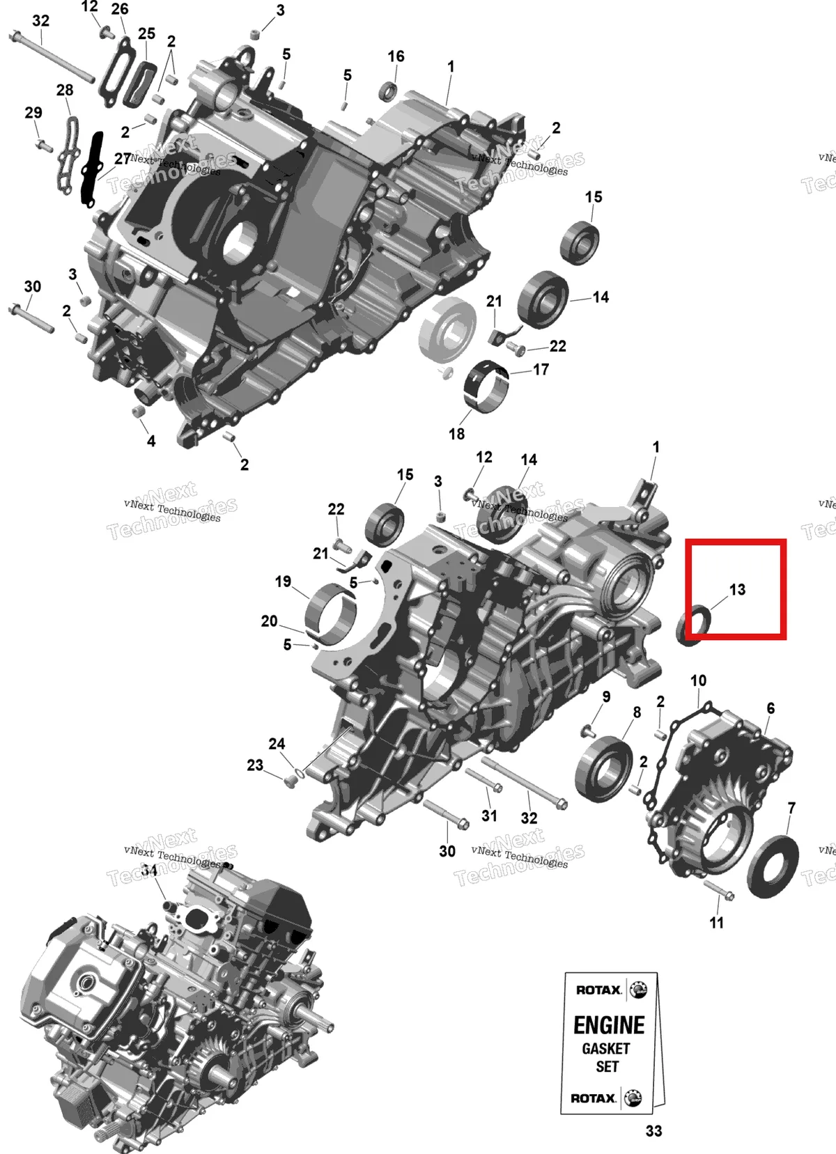 Деталь 420950089 на схеме узла 2026 Can-Am OUTLANDER - 4X4 - XT - 1000R - 4FTB - CALI - Platinum Silver Satin Rotax - Crankcase