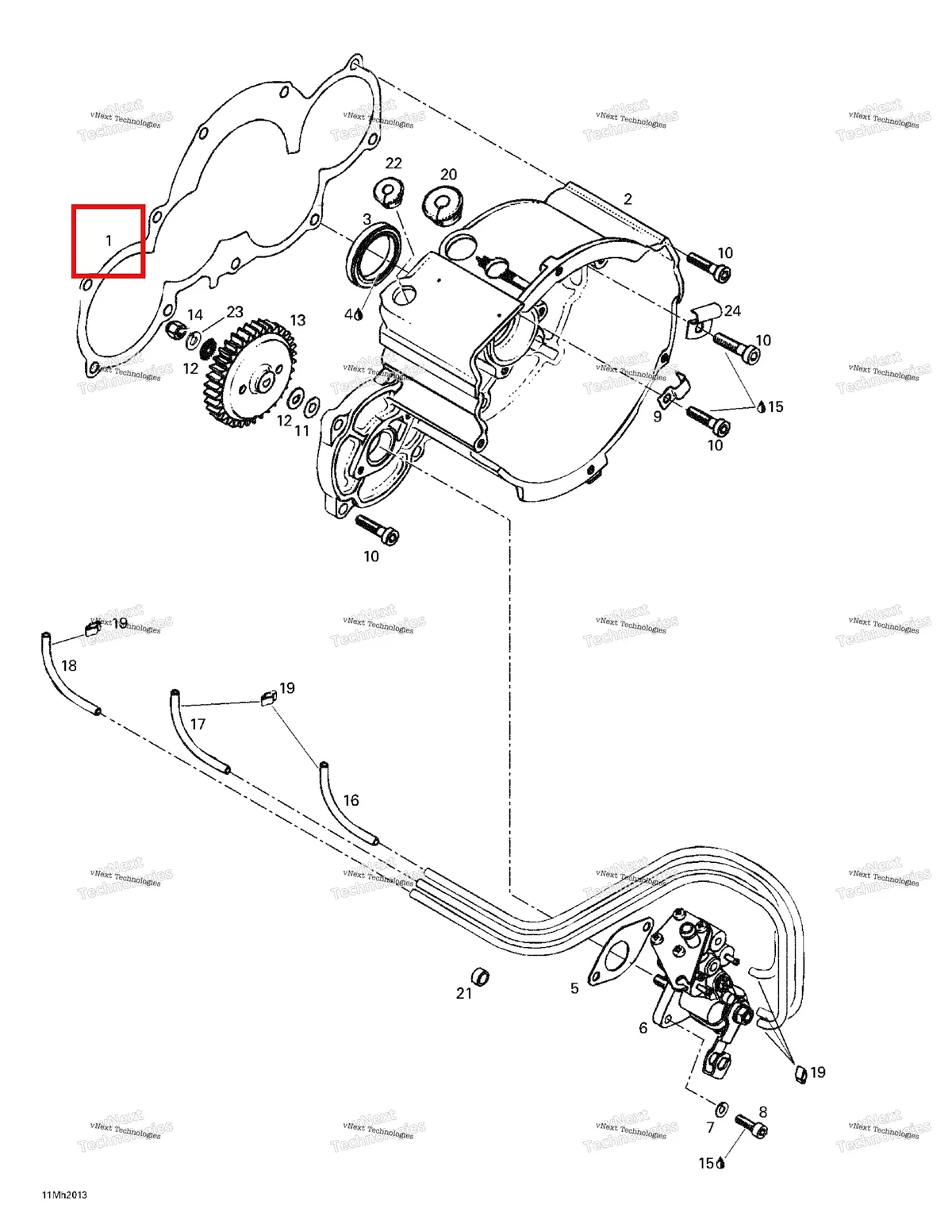 Деталь 420950282 на схеме узла 2000 Ski-Doo Formula III 700 R Ignition Housing Oil Pump