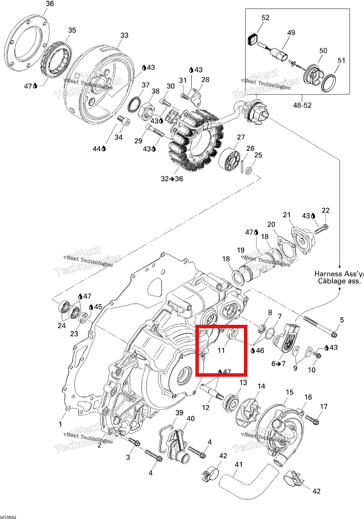 Деталь 420950400 на схеме узла 2005 Can-Am Traxter 5 Speed Ignition, Magneto And Water Pump