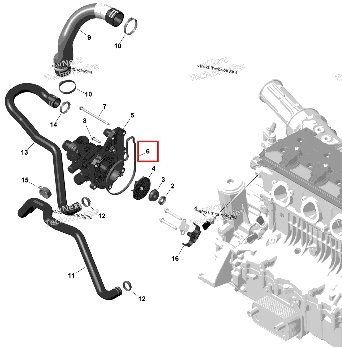 Деталь 420950840 на схеме узла 2026 Sea-Doo GTI - 130 - STD - 38TB - Bright White Rotax - Engine Cooling