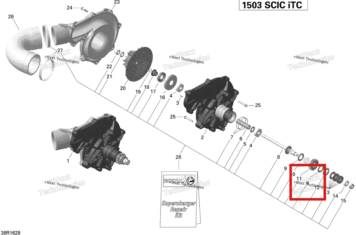 Деталь 420950940 на схеме узла 2016 Sea-Doo GTI-GTR-GTS Supercharger - 215