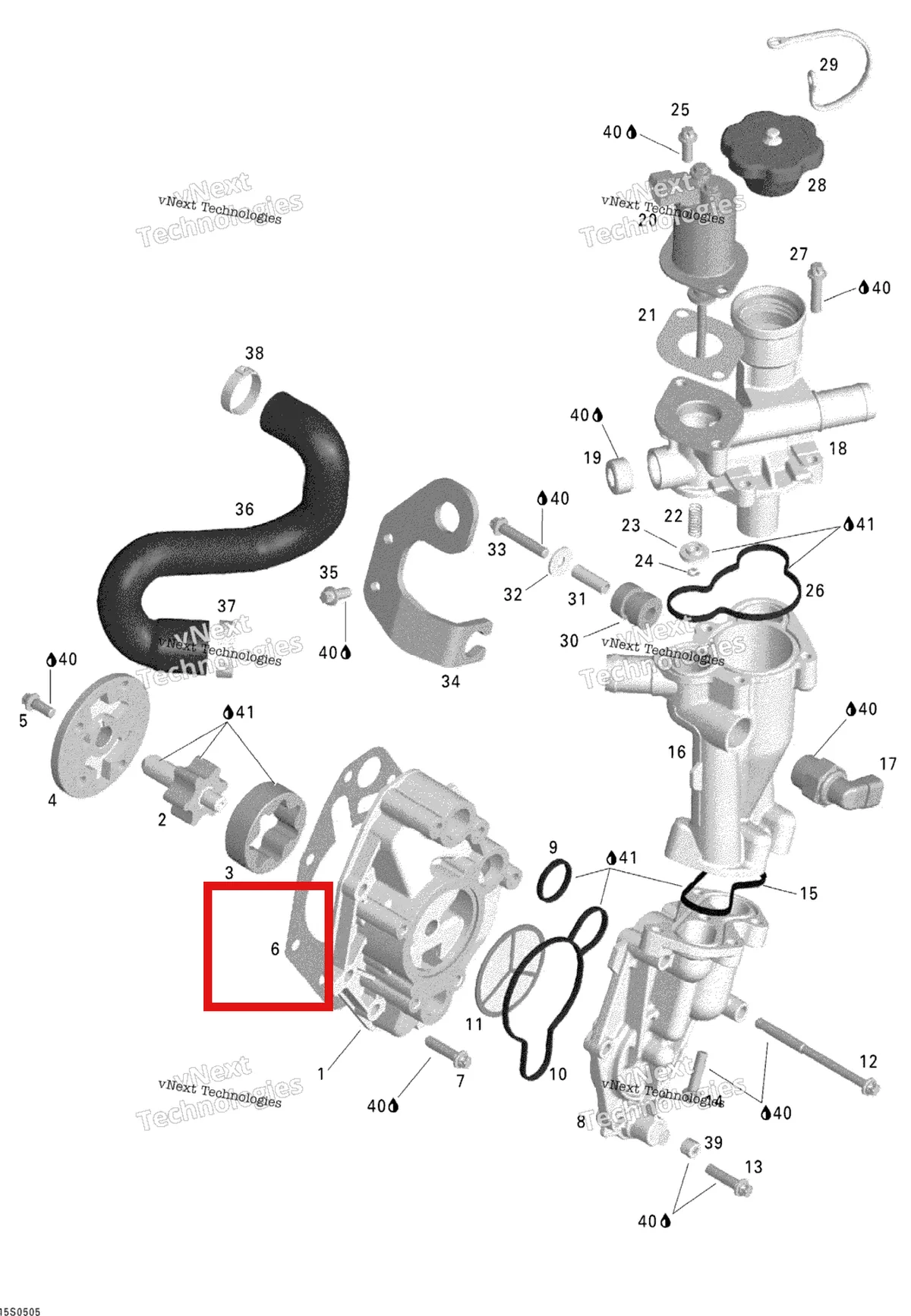 Деталь 420950970 на схеме узла 2005 Sea-Doo GTX 4-TEC, STD Oil Separator
