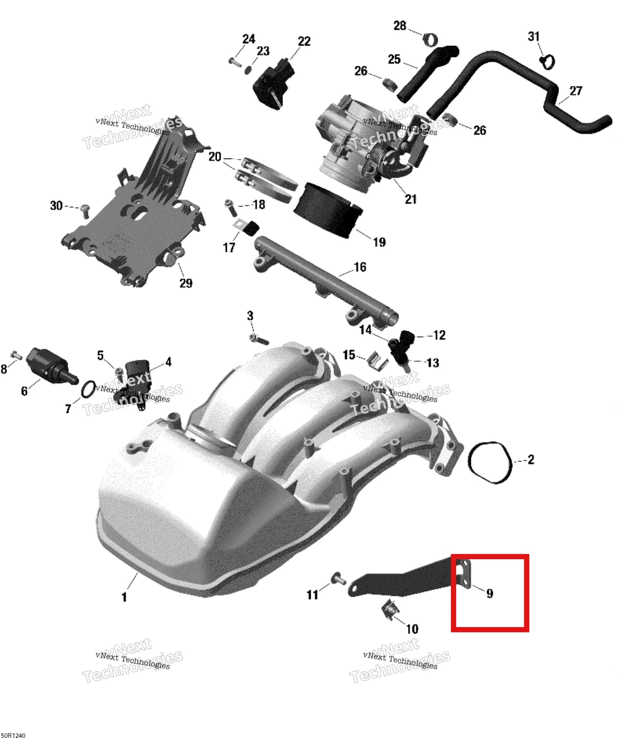 Схема применяемости: Опора Ski-Doo GTX LE 1200 4-TEC (2009) (420951010)