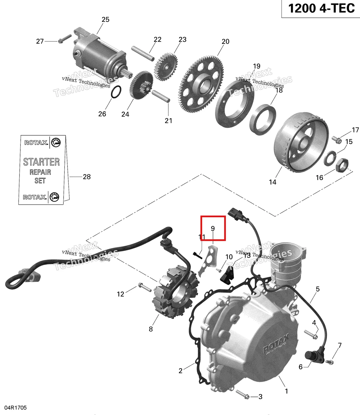Деталь 420951192 (Деталь Cable Holder) на схеме узла 2019 Ski-Doo EXPEDITION LE-SE 1200 4-TEC Magneto And Electric Starter - 1200Itc 4-Tec