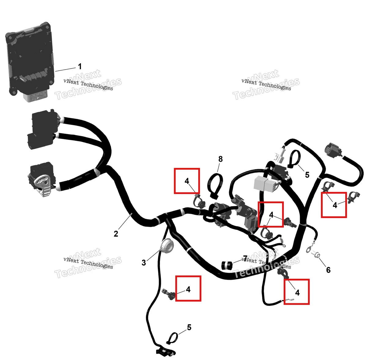 Деталь 420951341 на схеме узла 2026 Can-Am OUTLANDER - 2X4 - STD - 500 - 1KTB - Legion Red Rotax - Engine Harness And Electronic Module