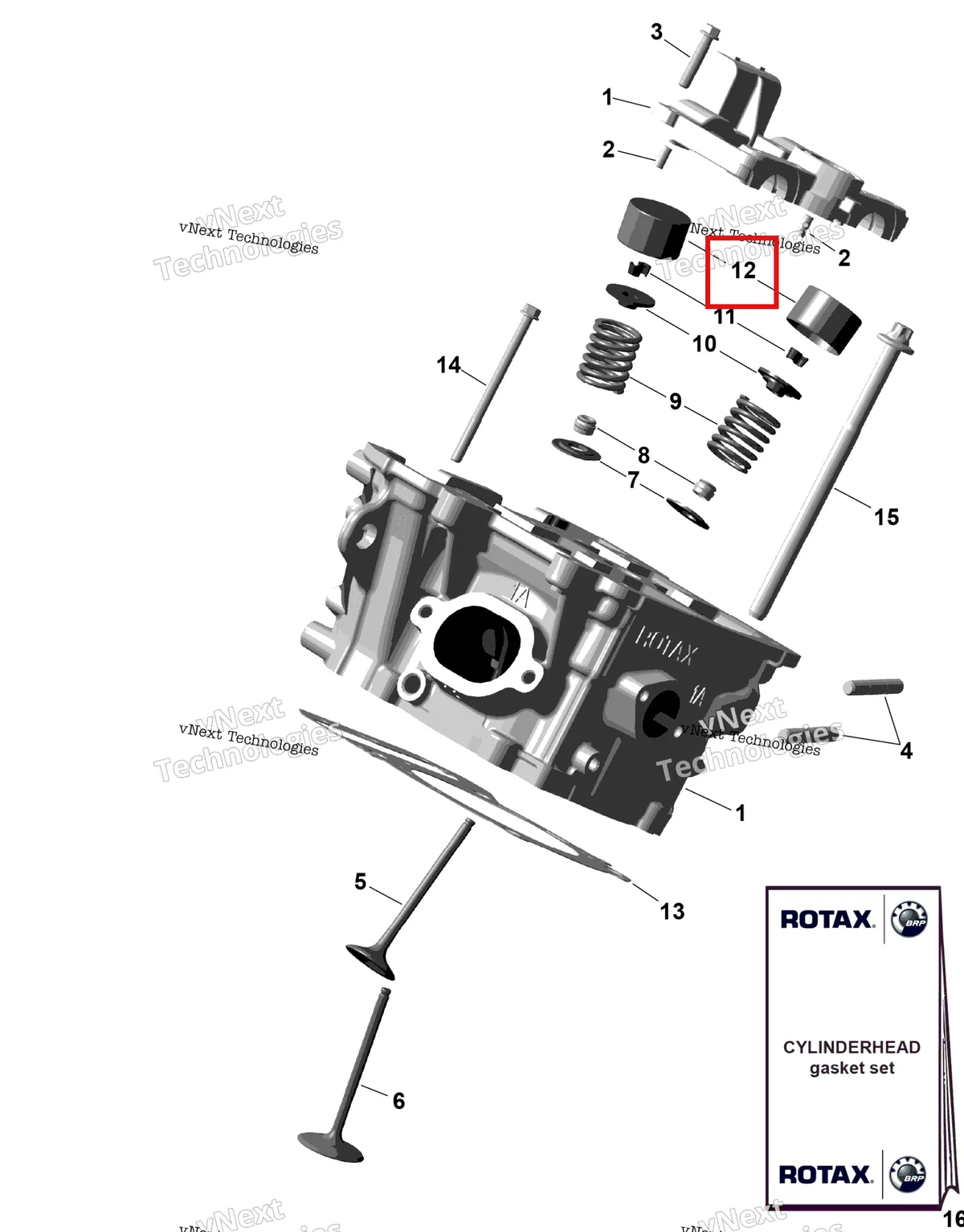 Деталь 420954219 (Толкатель клапана стакан (толкатель) 34/3 38 Can-Am Outlander 4x4 XT 1000R (2025) (420954219)) на схеме узла 2026 Can-Am OUTLANDER - 2X4 - STD - 500 - 1KTB - Legion Red Rotax - Cylinder Head