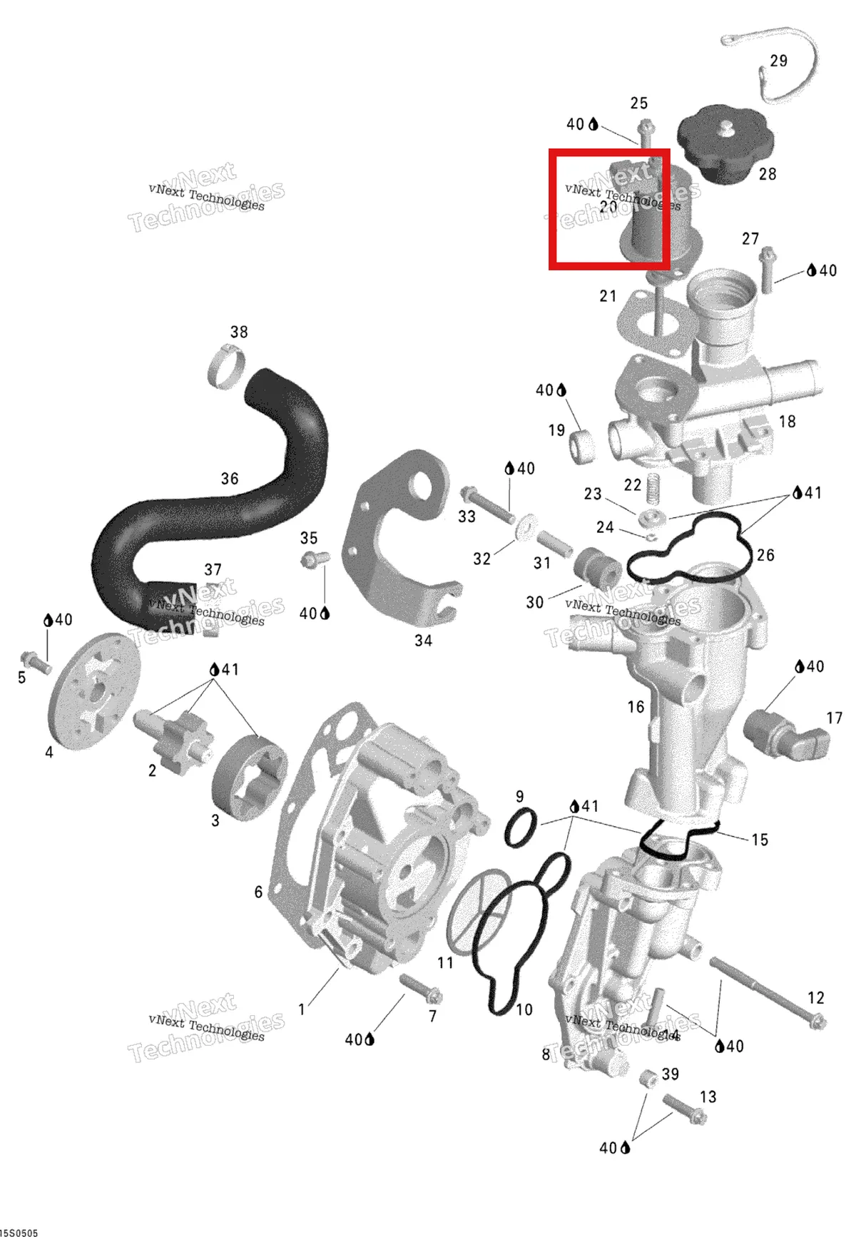 Деталь 420956661 на схеме узла 2005 Sea-Doo GTX 4-TEC, STD Oil Separator