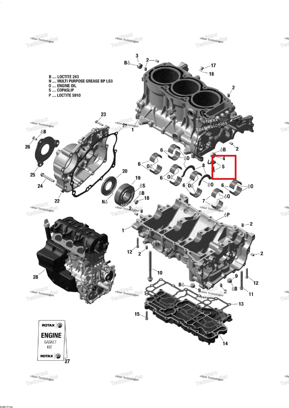 Деталь 420956826 на схеме узла 2017 Ski-Doo EXPEDITION - 4-STROKE - LE-SE Engine Block - 1200 4-Tec