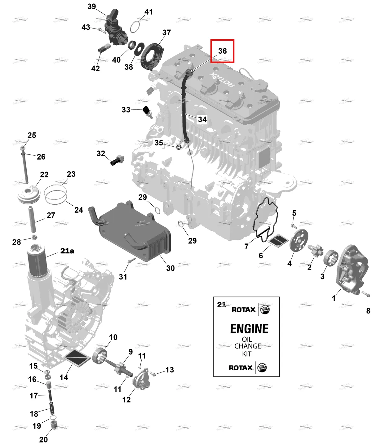 Деталь 420956932 на схеме узла 2026 Sea-Doo GTX - 300 - STD - 15TA - Blue Abyss - Audio Rotax - Engine Lubrication
