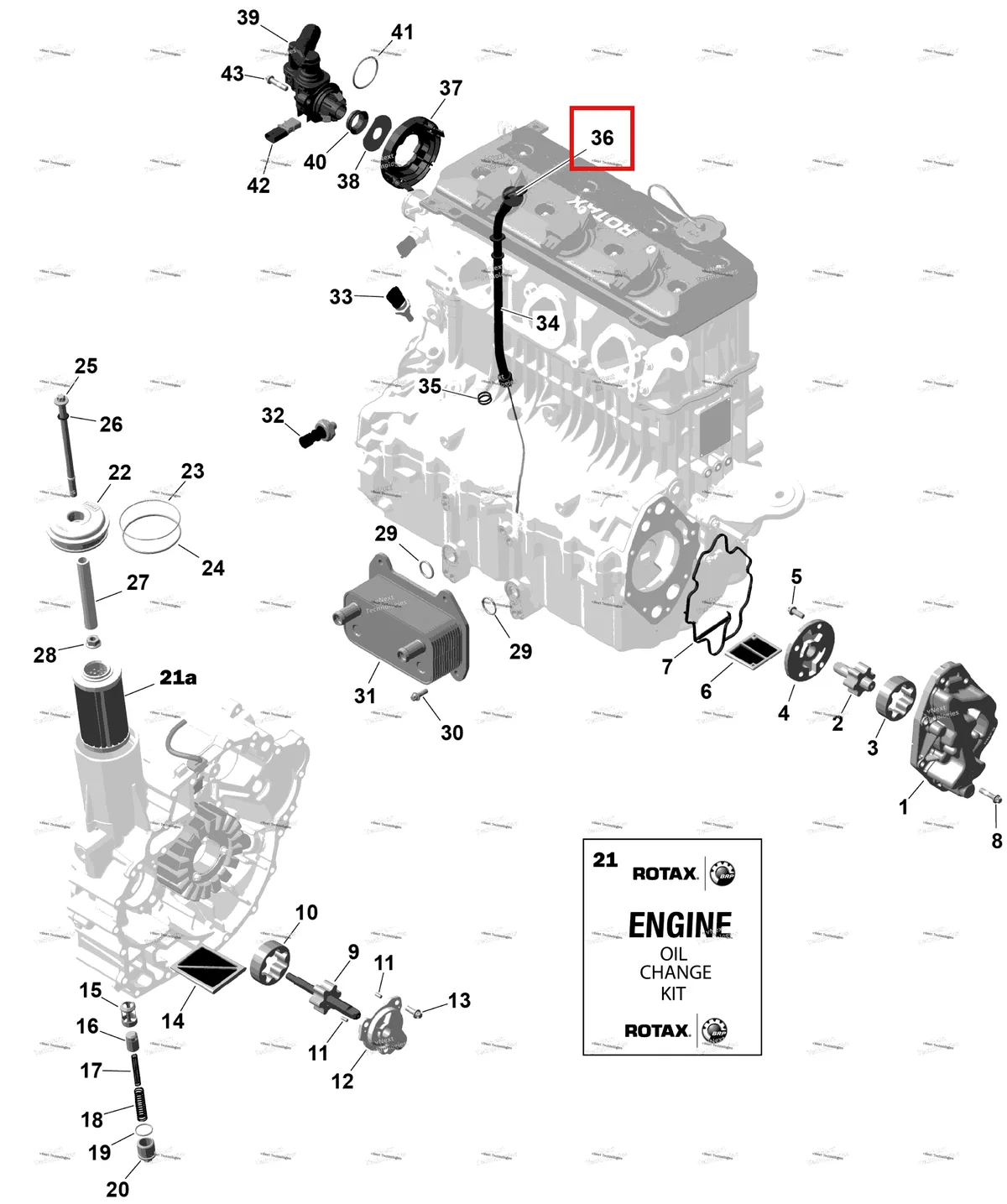 Деталь 420956933 на схеме узла 2026 Sea-Doo WAKE - 230 - PRO - 13TA - Northern Lichen - Audio Rotax - Engine Lubrication