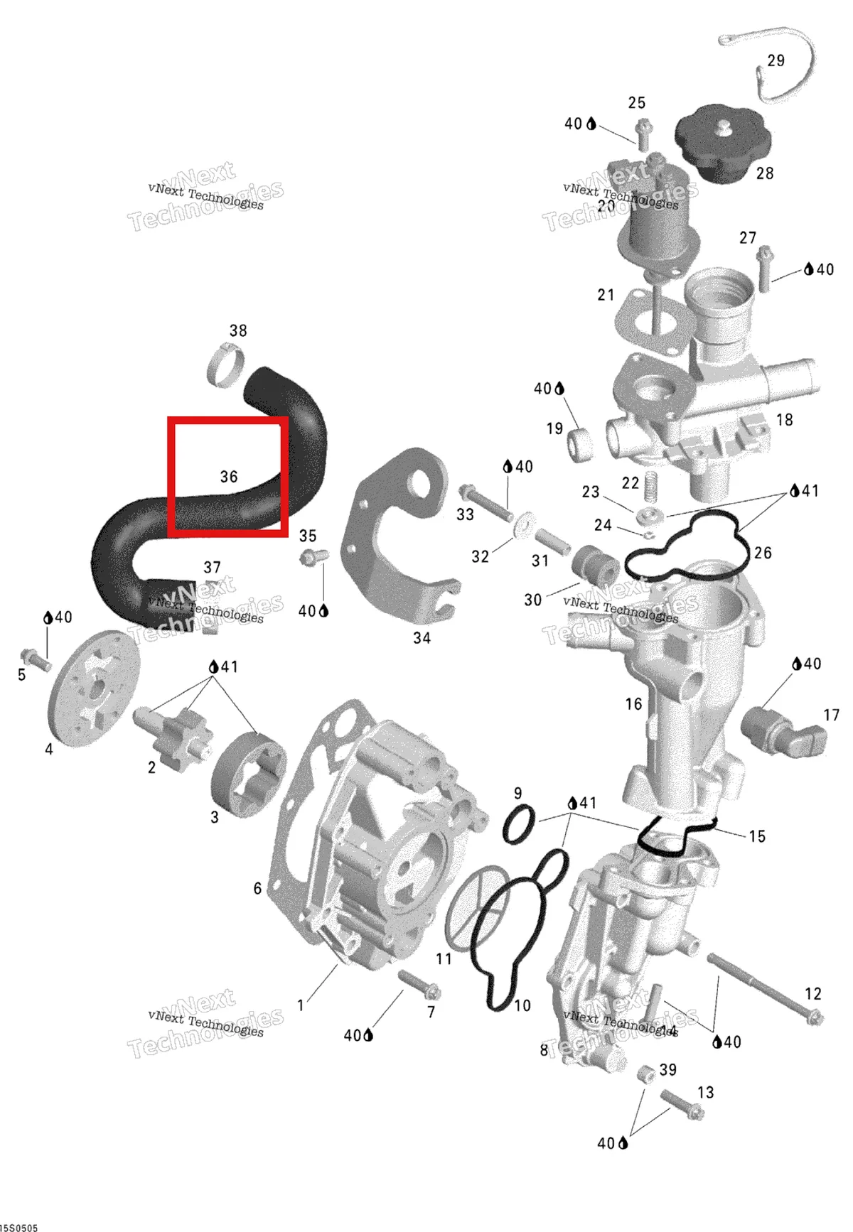 Деталь 420956970 на схеме узла 2005 Sea-Doo GTX 4-TEC, STD Oil Separator