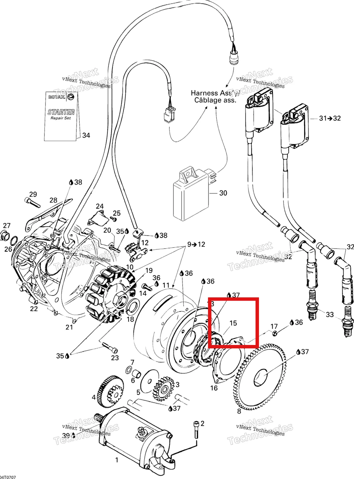 Деталь 420958857 на схеме узла 2007 Can-Am DS 650 X Ignition And Magneto