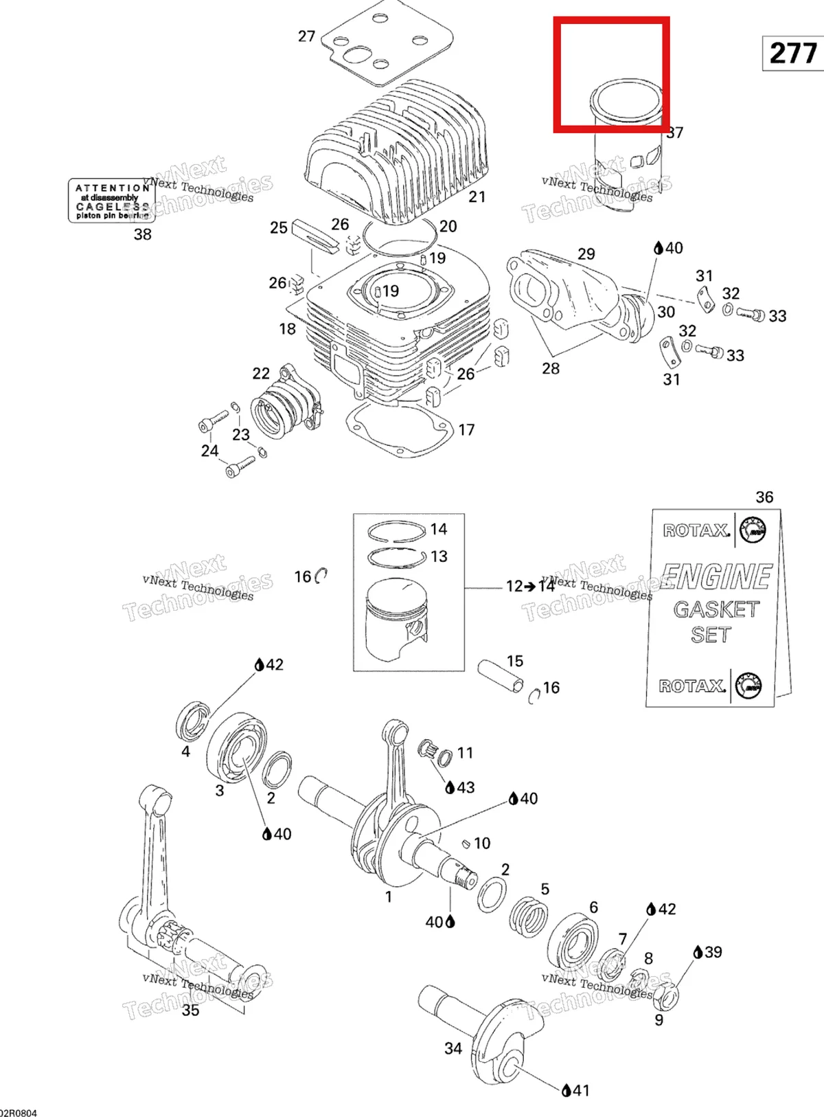Деталь 420960130 (Деталь Silent Block) на схеме узла 2008 Ski-Doo Freestyle SESSION 300F Crankshaft, Piston And Cylinder