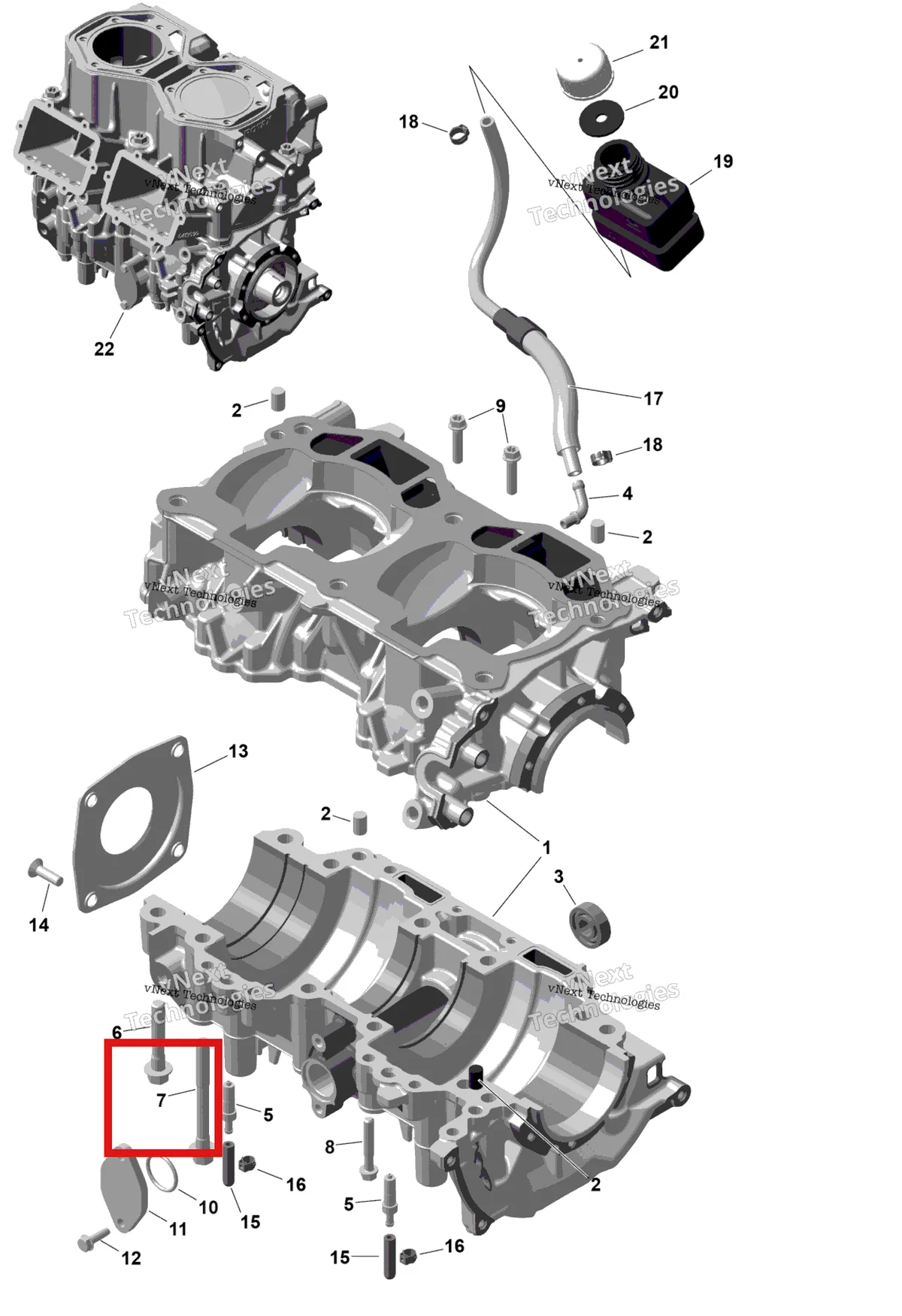 Деталь 420960771 на схеме узла 2026 Ski-Doo MXZ - RACING - 600 RS - BMTA - Neo Yellow - 15X137X1.75R Track Rotax - Crankcase