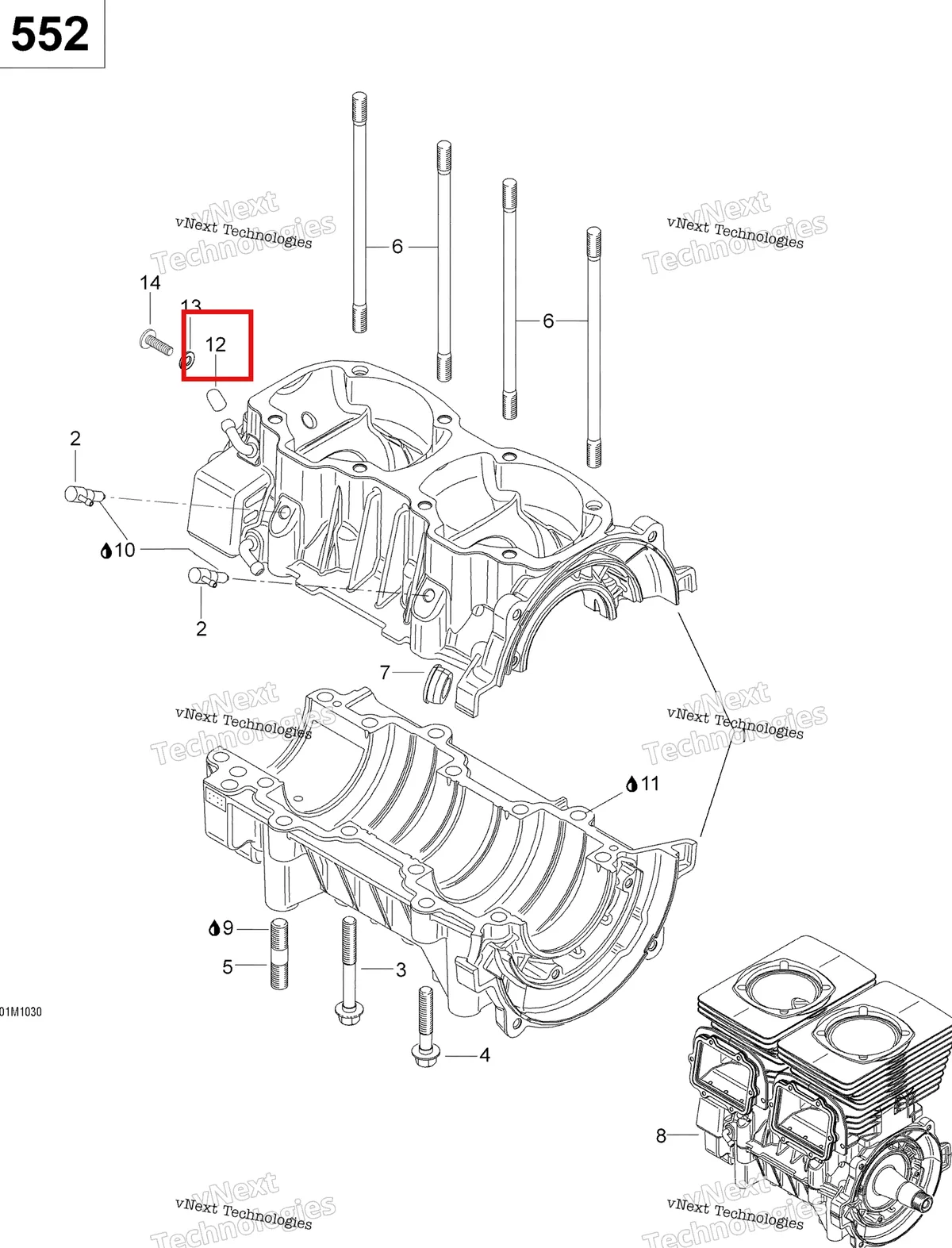 Деталь 420960772 (Крышка) на схеме узла 2011 Ski-Doo Skandic WT 550F YetiII Crankcase