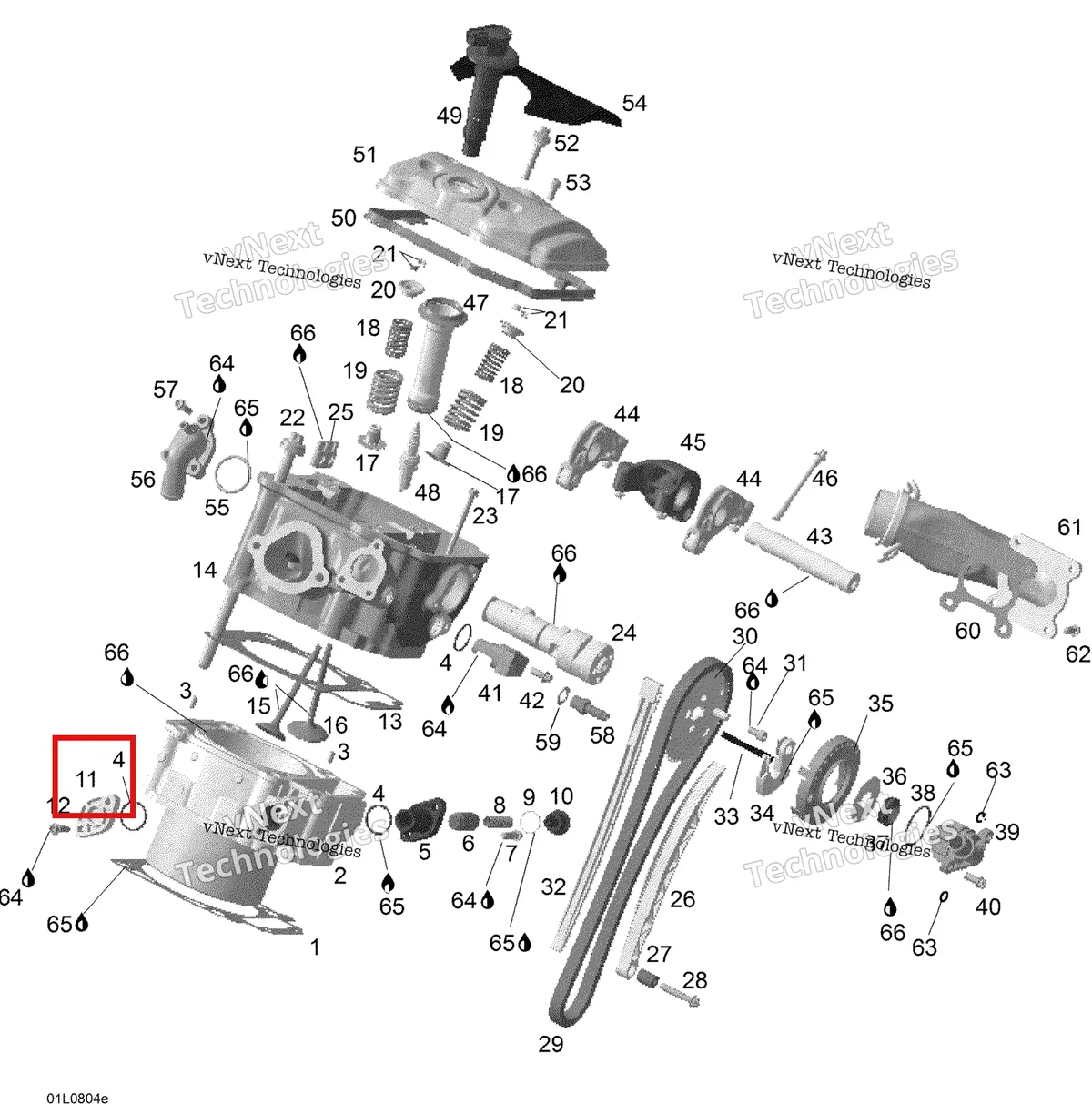 Деталь 420960810 (Деталь Connecting Cover) на схеме узла 2008 Ski-Doo Expedition V-1300 Cylinder Head Rear