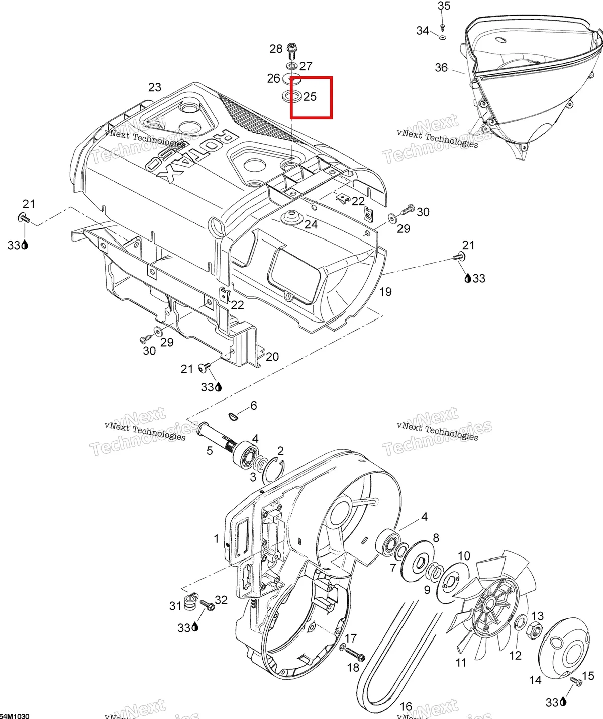 Деталь 420960865 (Деталь Rubber Washer) на схеме узла 2011 Ski-Doo Skandic WT 550F YetiII Fan